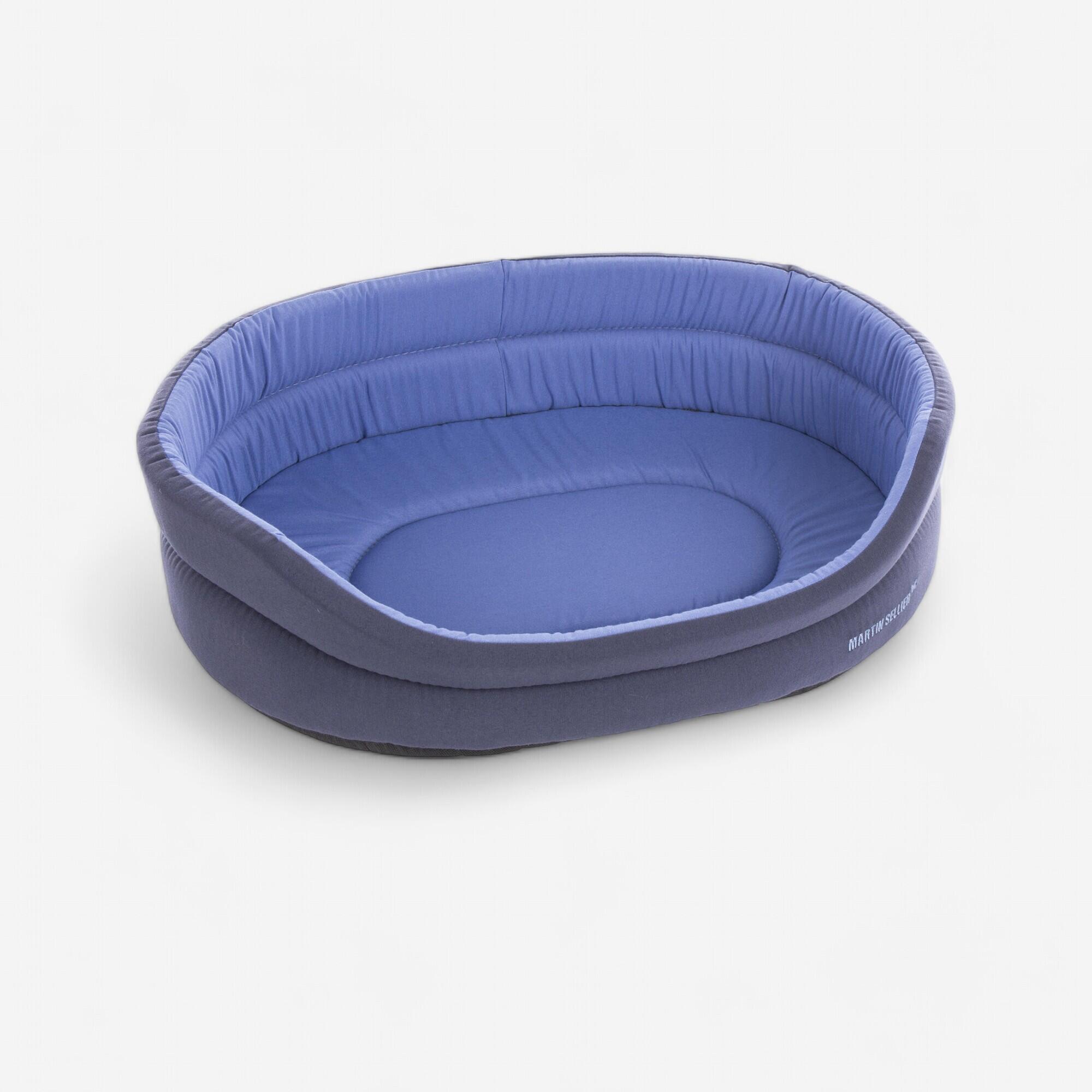 Martin Sellier - Panier Chien Et Son Coussin Amovible Couleur Bleue Et Gris Chiné. - Corbeille Pour Chien - Chasse Et Tir Sportif - - 80 Cm -