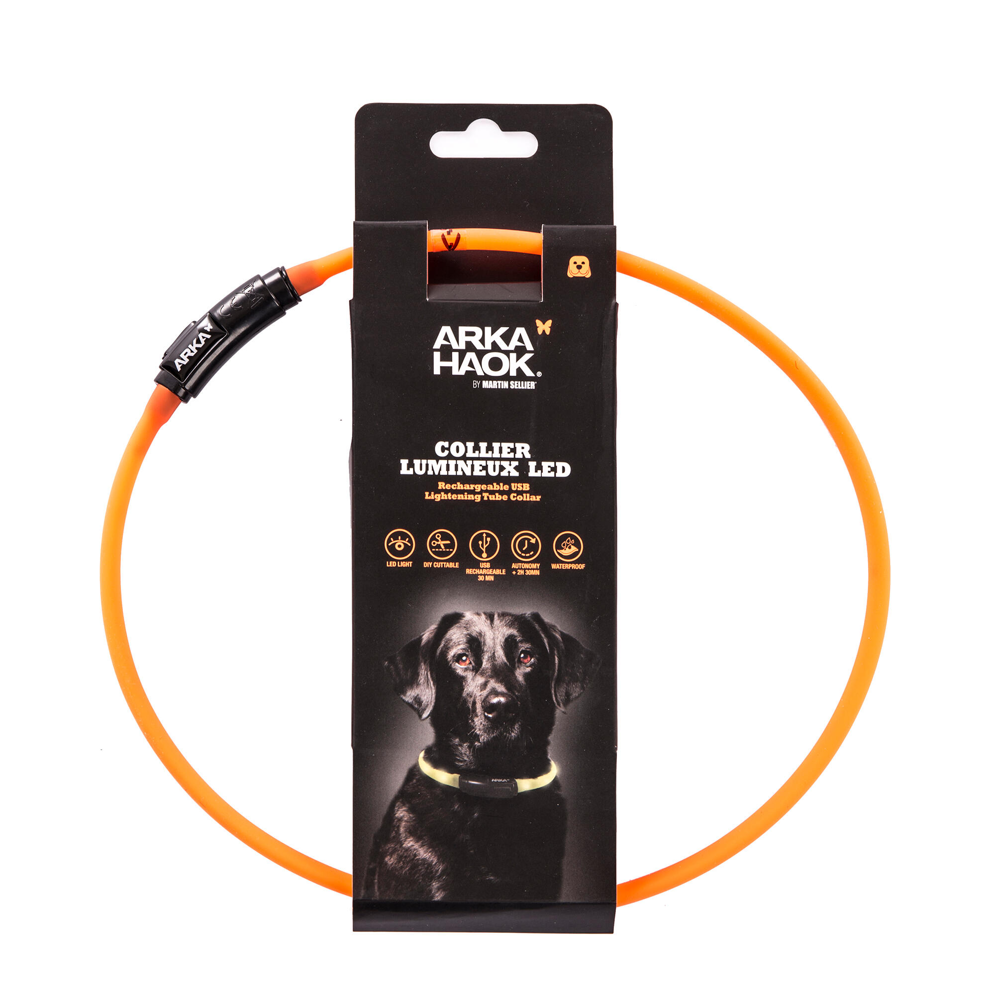 Round orange luminous dog collar