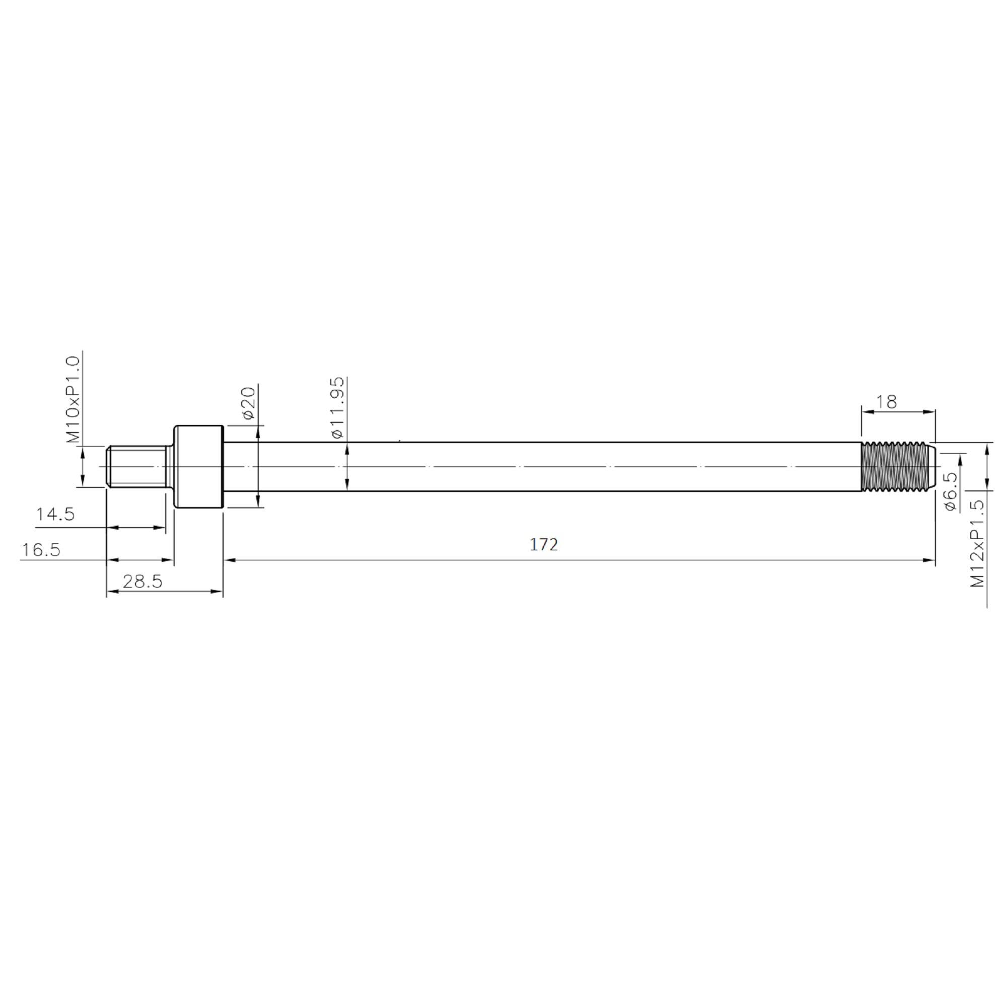 Adapter voor fietskarbevestiging steekas M12 schroefdraad van 1,5 x 172 mm lang 6/6