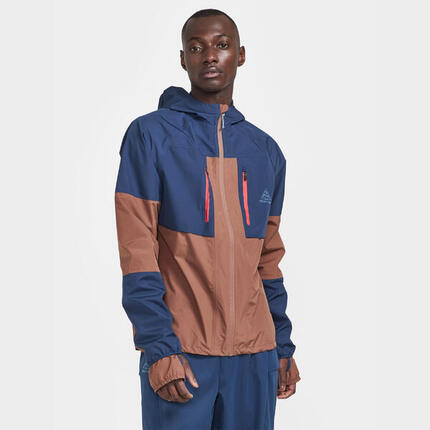Veste coupe-vent et impermeable running route homme - pro trail hydro bicolore