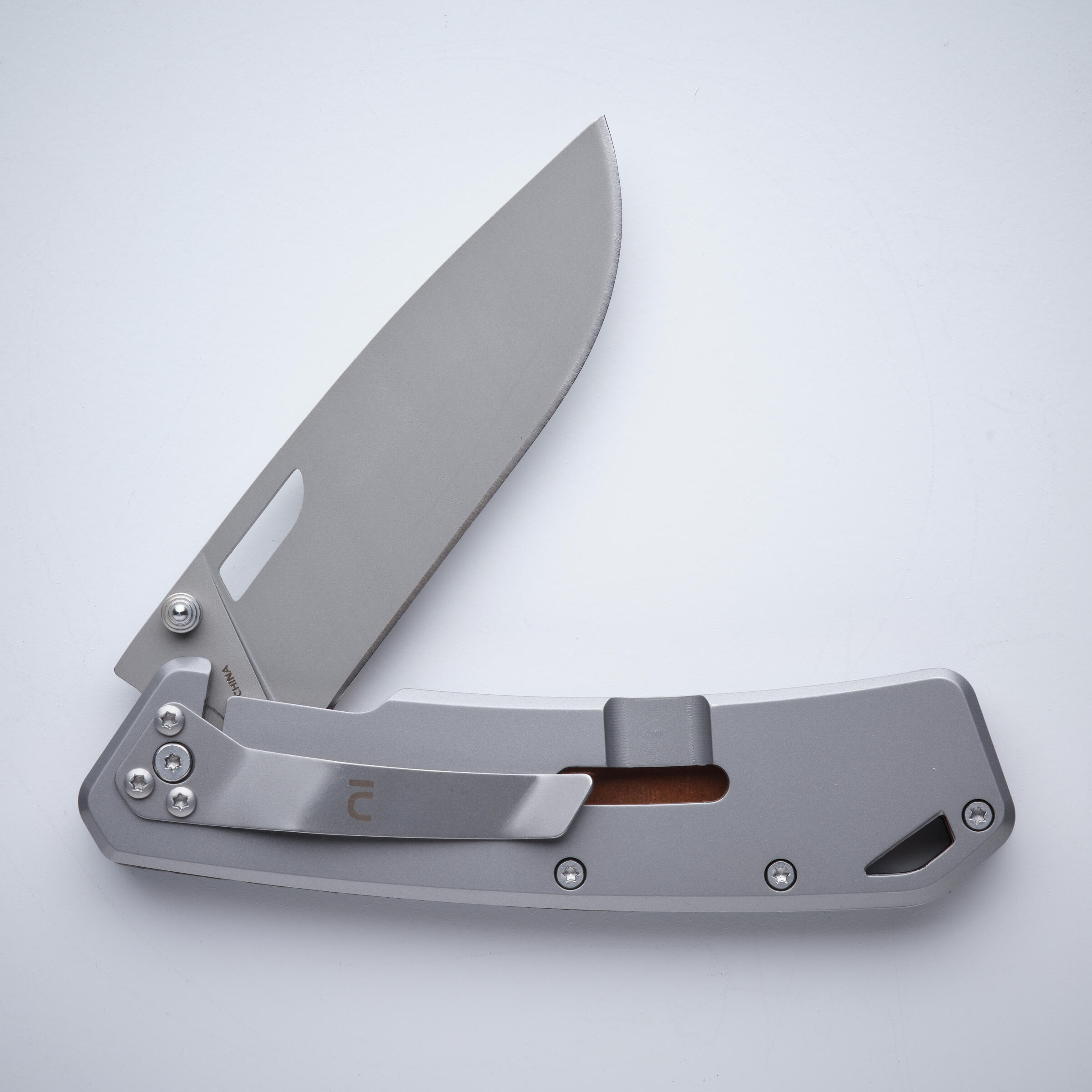 Folding Hunting Knife - Axis 85 Grip V2 8.5 cm Khaki - SOLOGNAC