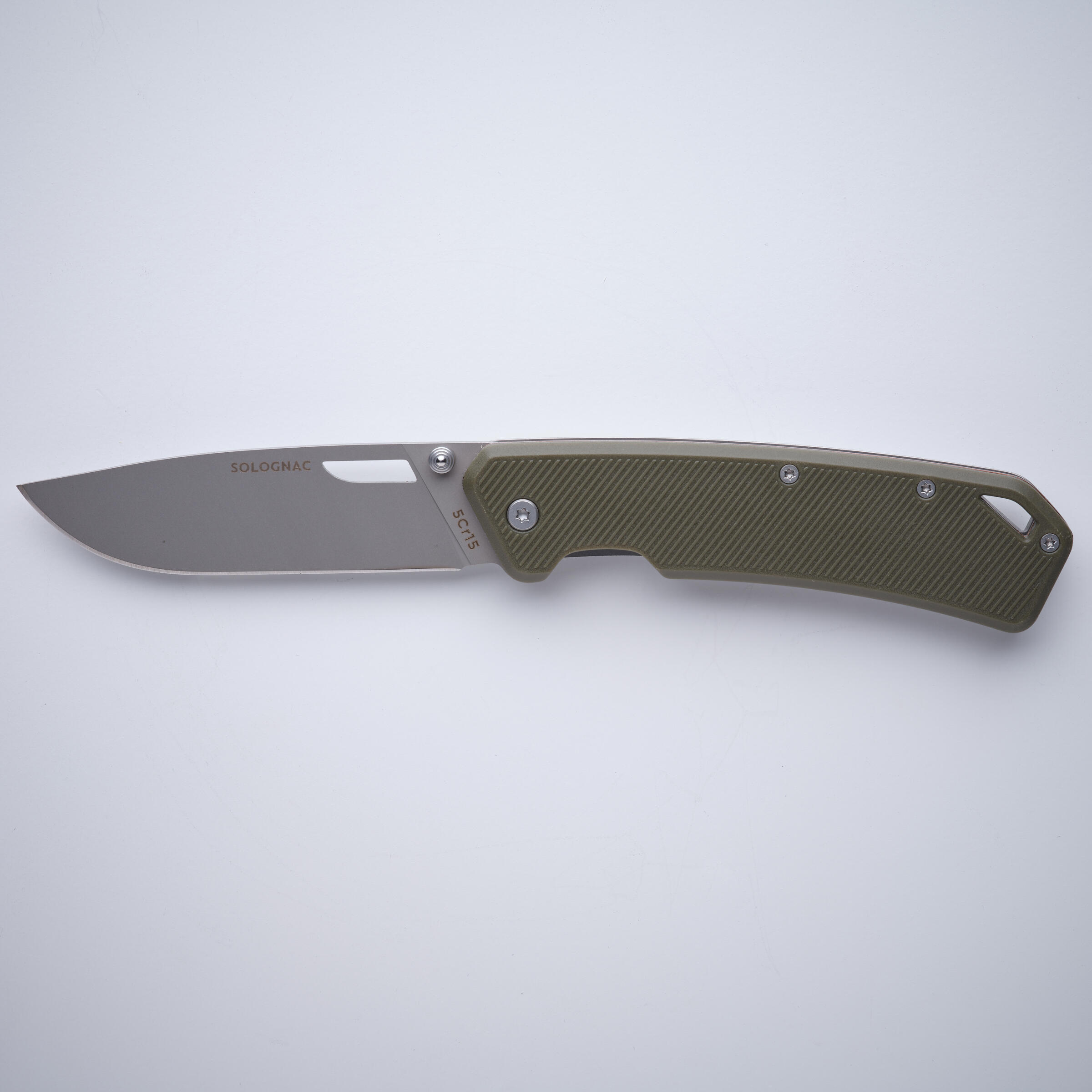Folding Hunting Knife - Axis 85 Grip V2 8.5 cm Khaki - SOLOGNAC