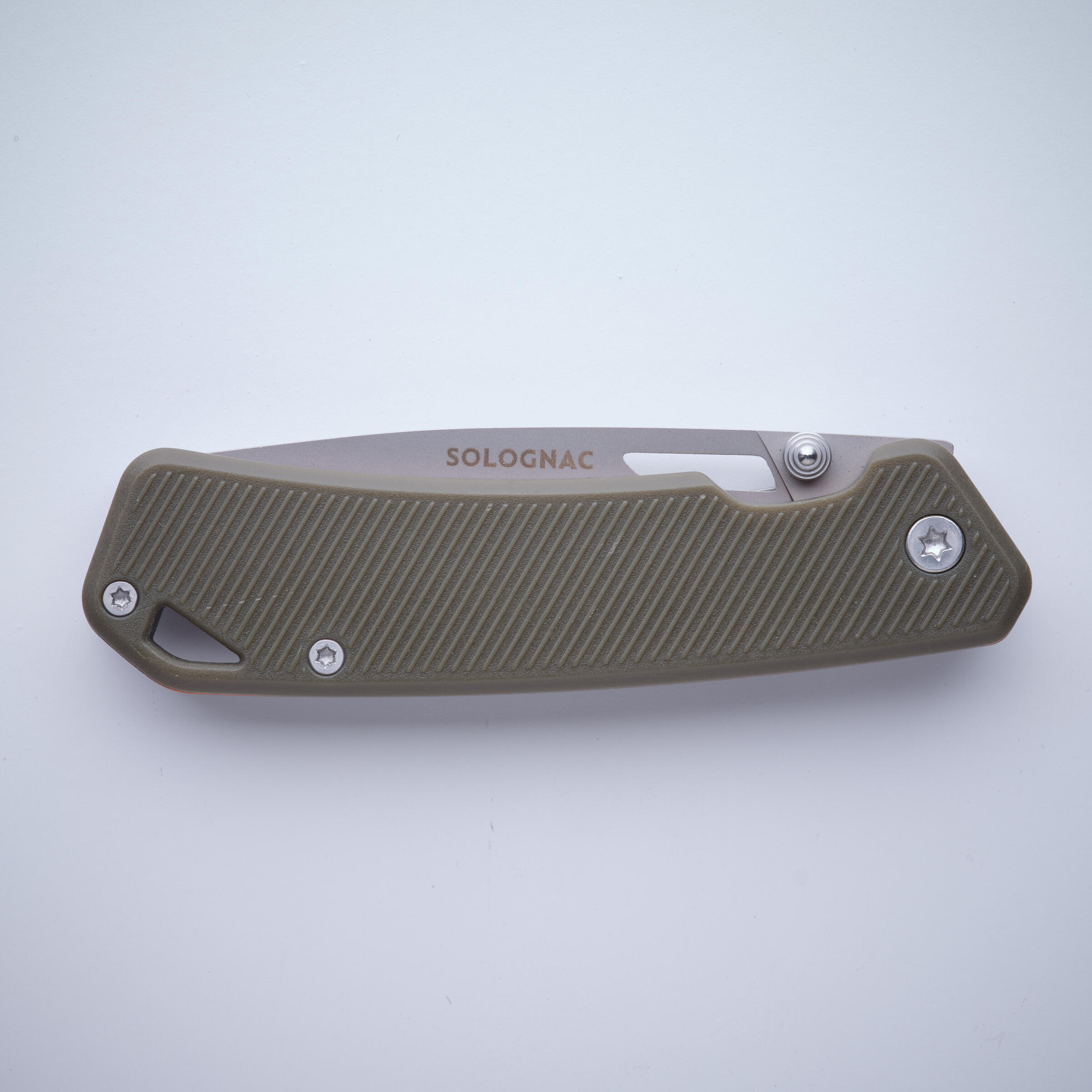 Folding Hunting Knife - Axis 85 Grip V2 8.5 cm Khaki - SOLOGNAC