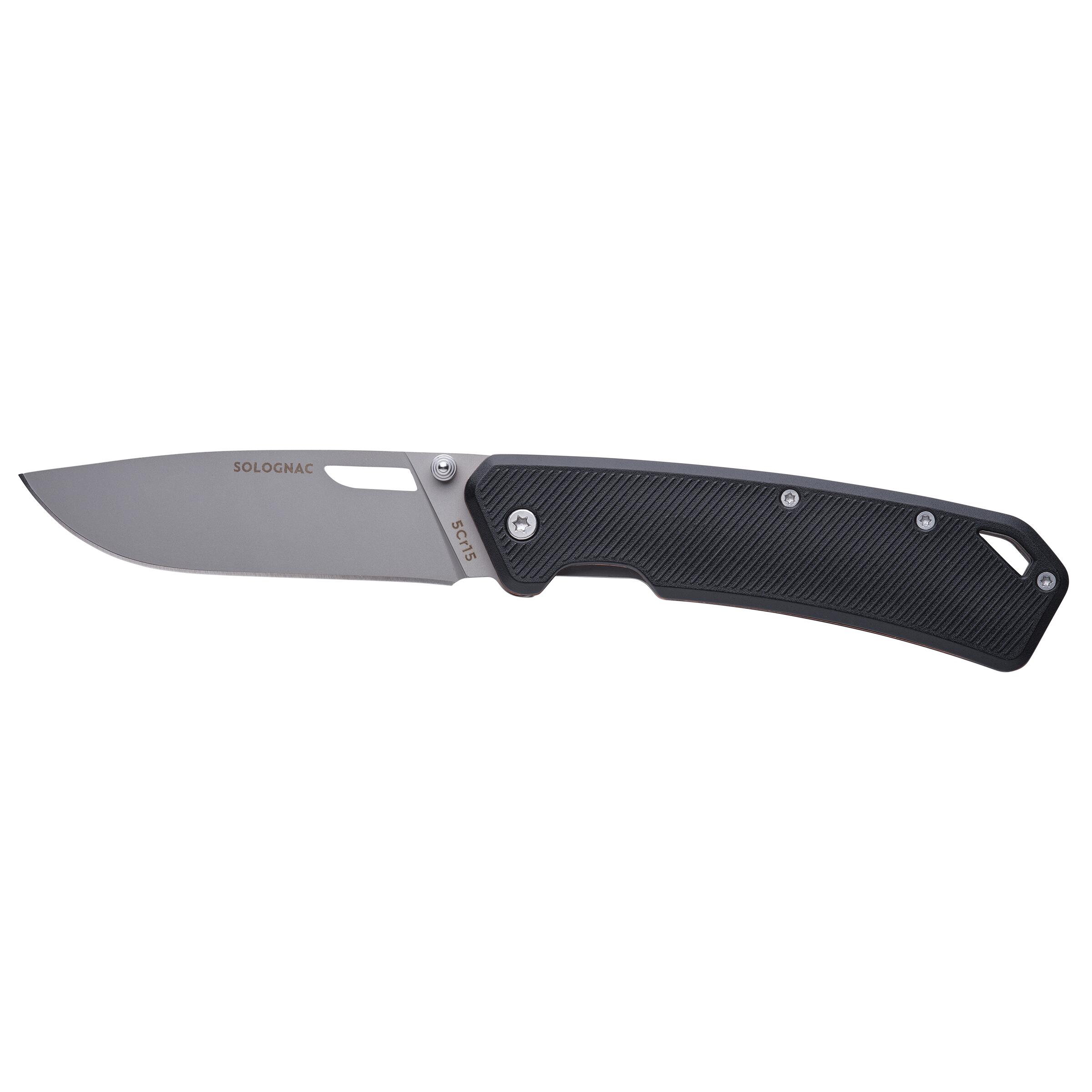 Couteau Chasse Pliant Axis 85 Grip V2 Noir - SOLOGNAC