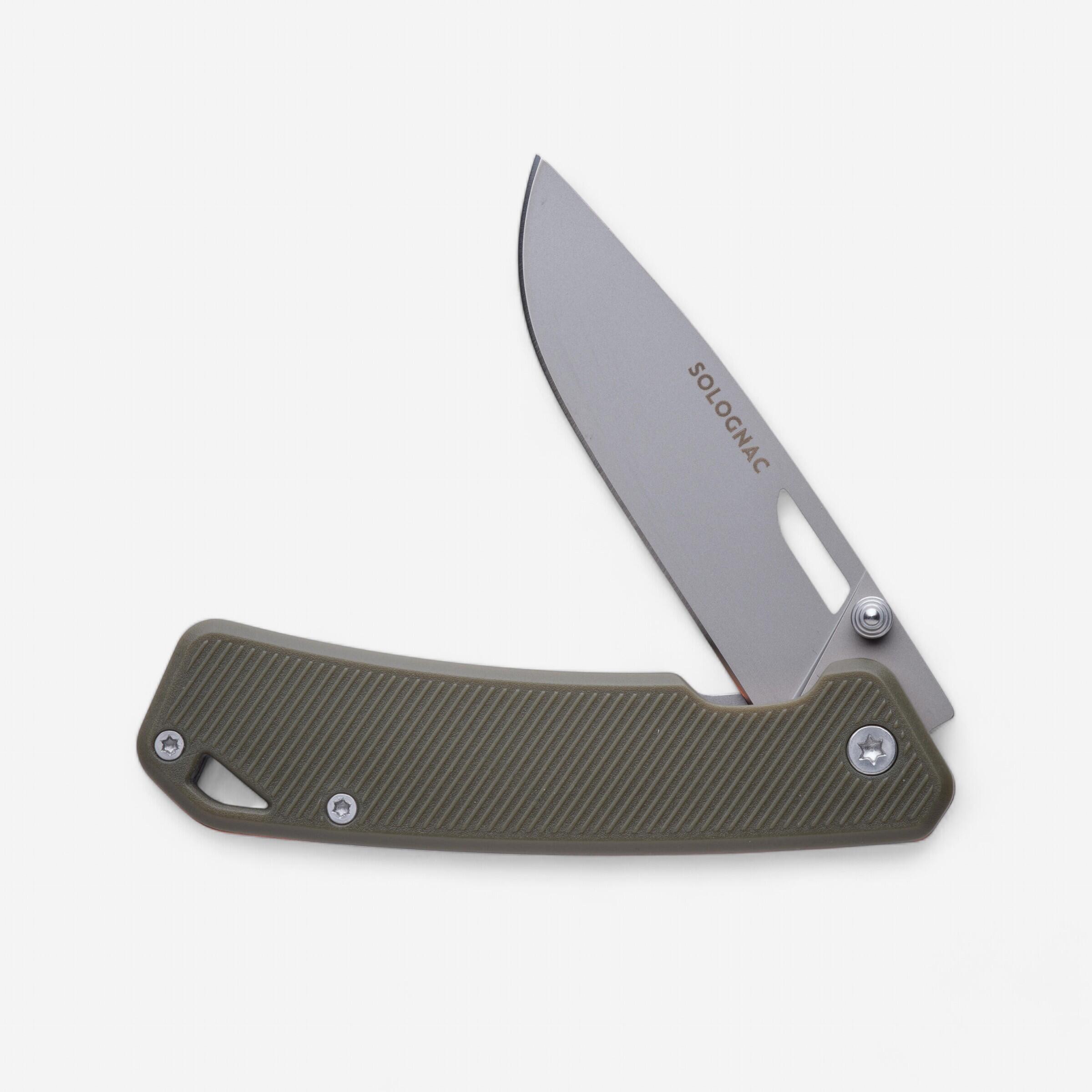 Solognac - Couteau Chasse Pliant 7,5cm Grip V2 Kaki Axis 75 - Couteau - Chasse Et Tir Sportif - Vert - 5cm - Decathlon