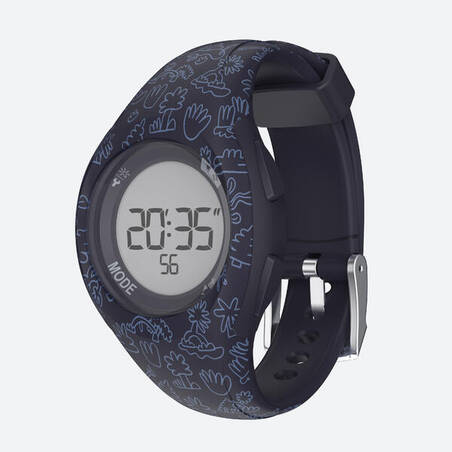 Jam tangan stopwatch lari pria W200 s - biru tua