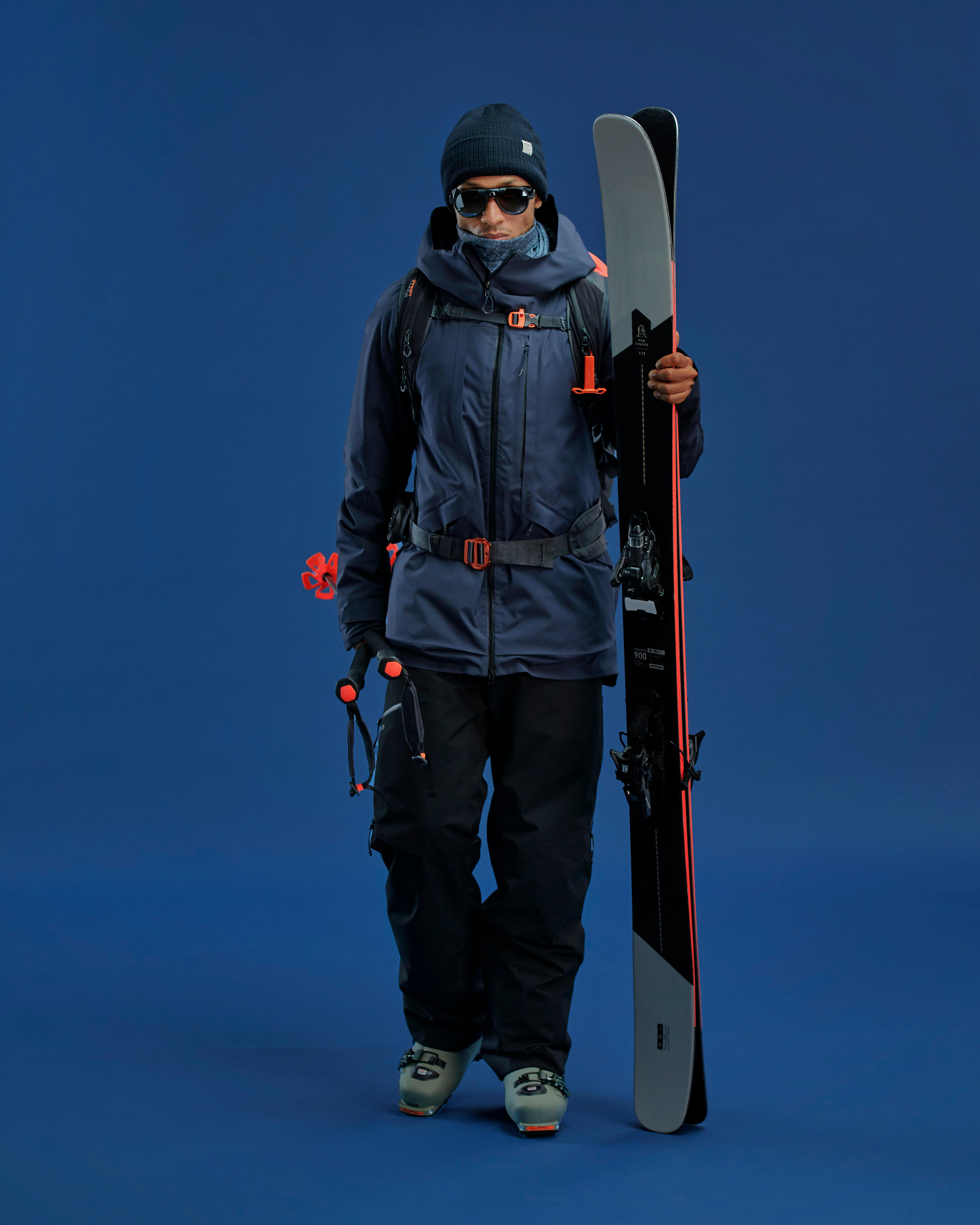 MEN’S SKI JACKET FR100 –  NAVY BLUE 9/16