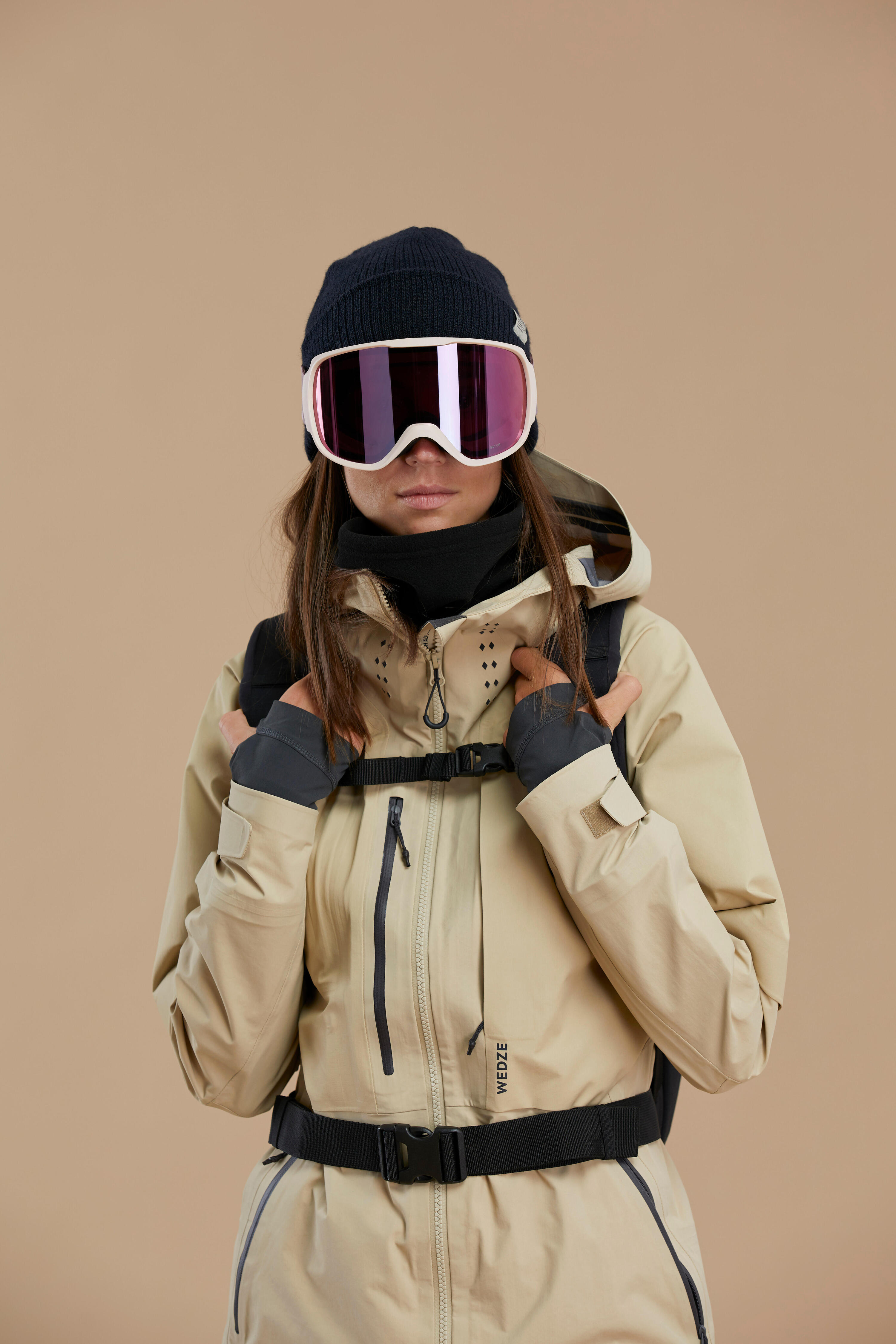 MÁSCARA DE SKI/SNOWBOARD ADULTO E CRIANÇA G 500 S3 TEMPO BOM ROSA 5/7