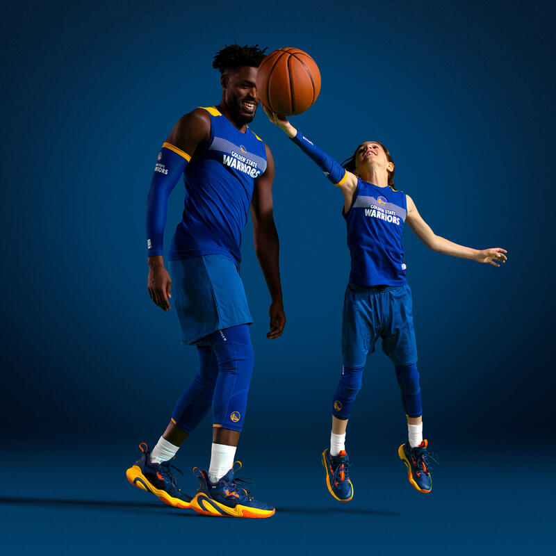 男款無袖修身籃球打底衫勇士隊藍