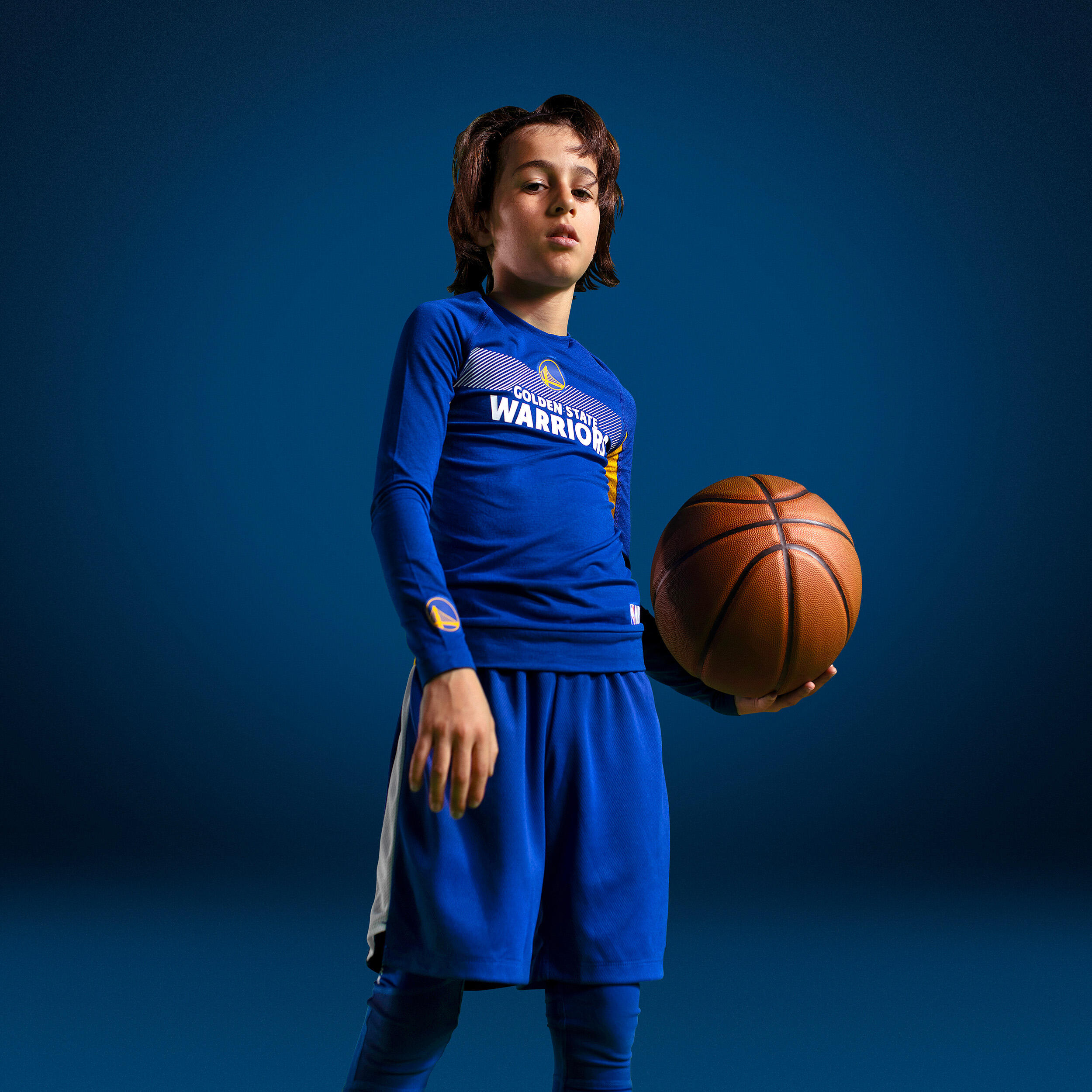 Kids Basketball Base Layer Jersey UT500 NBA Golden State Warriors Blue
