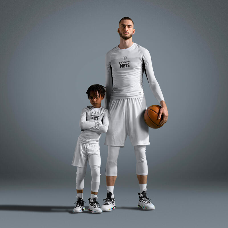 Kinder Basketball 3/4-Tights Funktionshose NBA Brooklyn Nets - 500 weiss