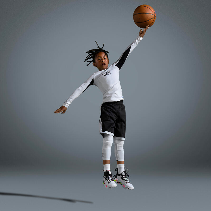 Legging basketball 3/4 NBA Brooklyn Nets Enfant - 500 Blanc