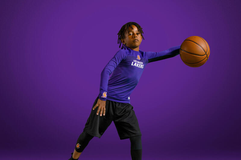 Legginsy do koszykówki 3/4 dla dzieci Tarmak NBA 500 Los Angeles Lakers