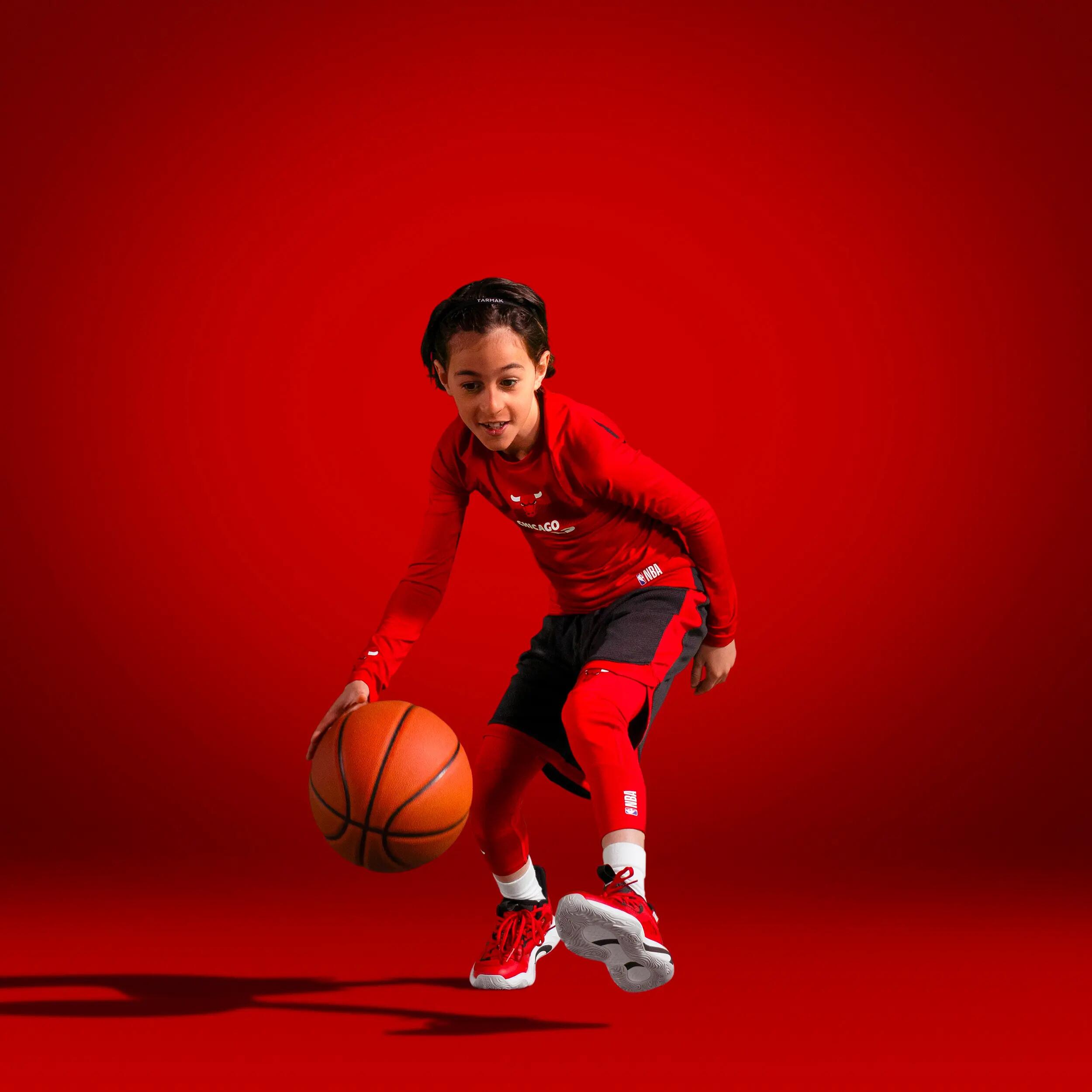 Kids' 3/4 Basketball Leggings 500 - NBA Chicago Bulls/Red 6/8