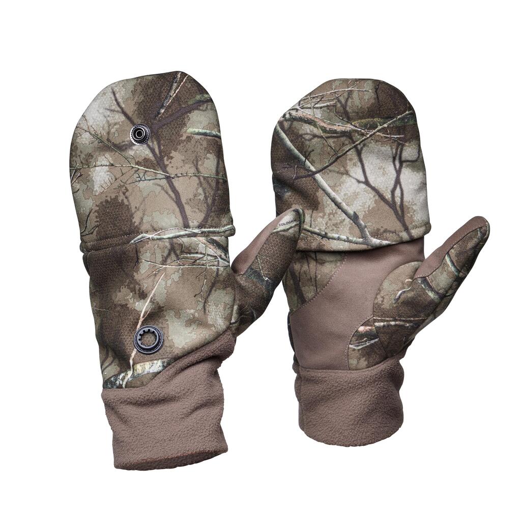 HUNTING FINGERLESS GLOVES TREEMETIC 500 - CAMOUFLAGE