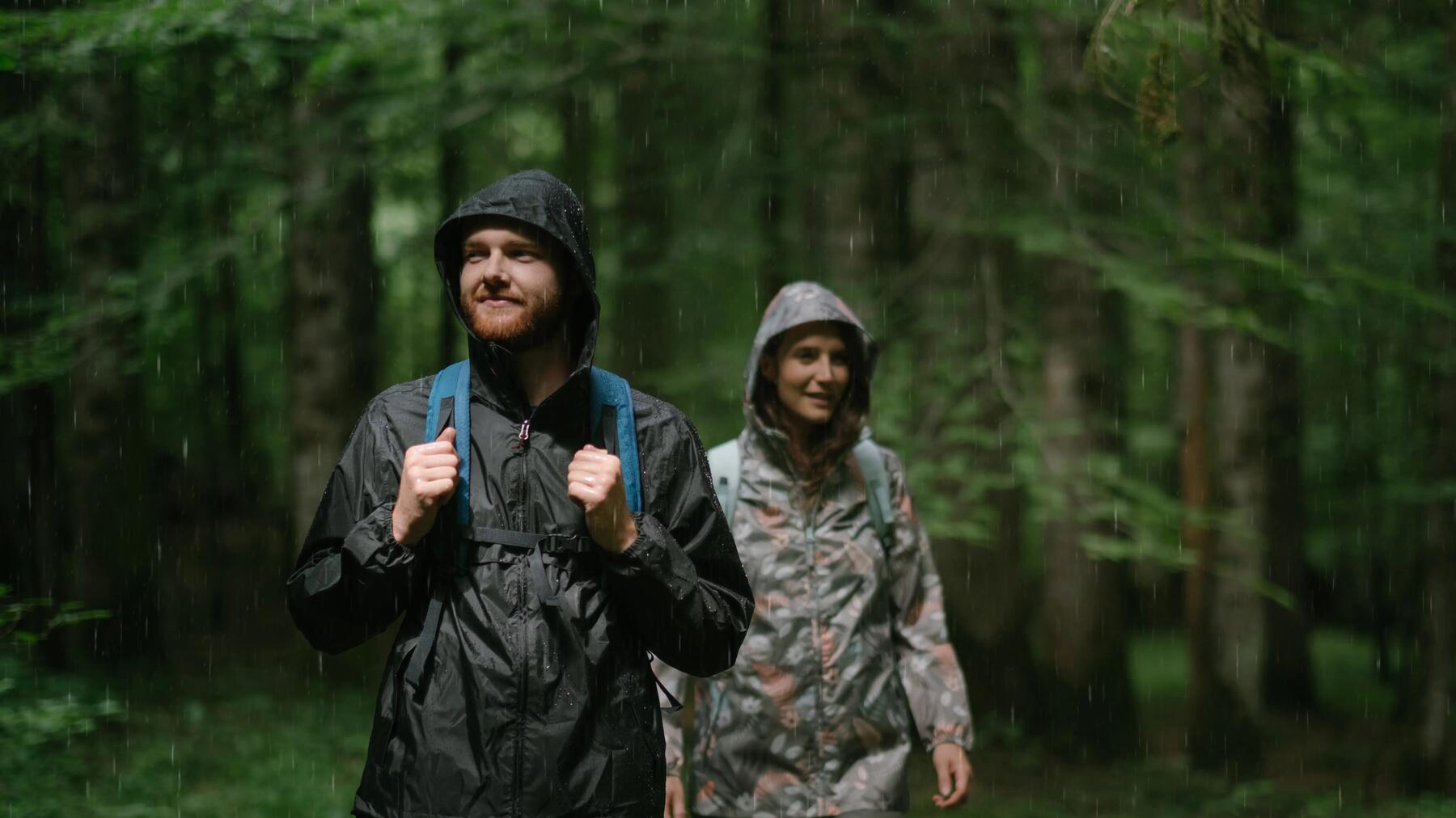child exploring the ground on a hike