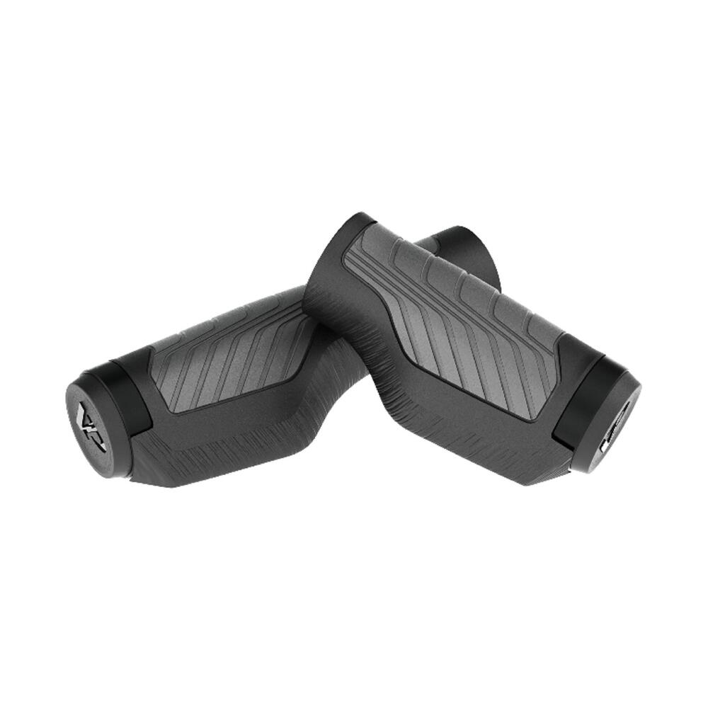 130mm Ergonomic Mountain Bike Grips Twin-Pack - Black/Grey