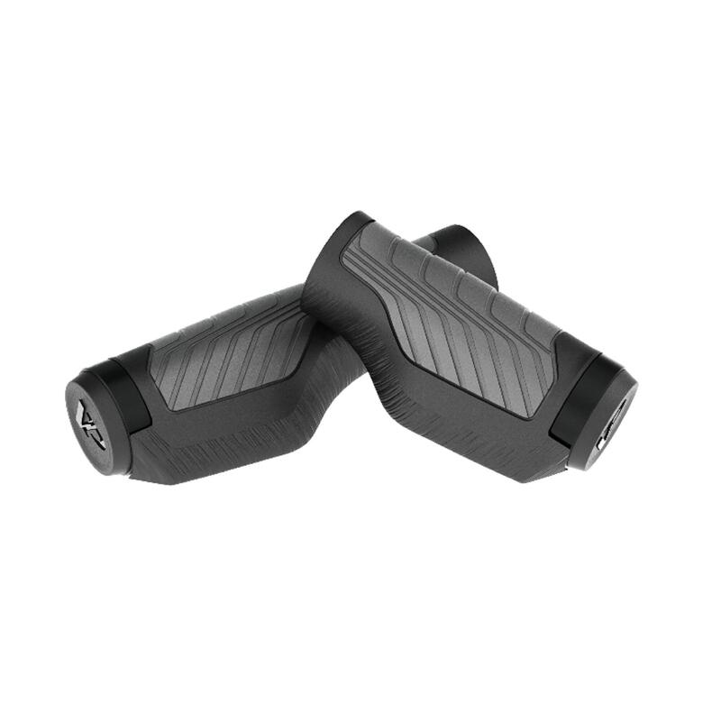 POIGNEES GRIPS VTT ERGONOMIQUES 130MM NOIR/GRIS PAIRE ROCKRIDER