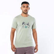 Men's Indian Original Cotton Blend Gym T-shirt Crew Neck 500 - Khaki