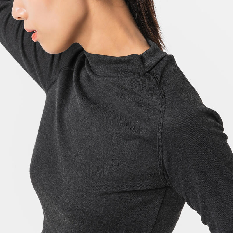 Camiseta térmica primera capa para esquí Mujer Wedze BL100 negro - Decathlon