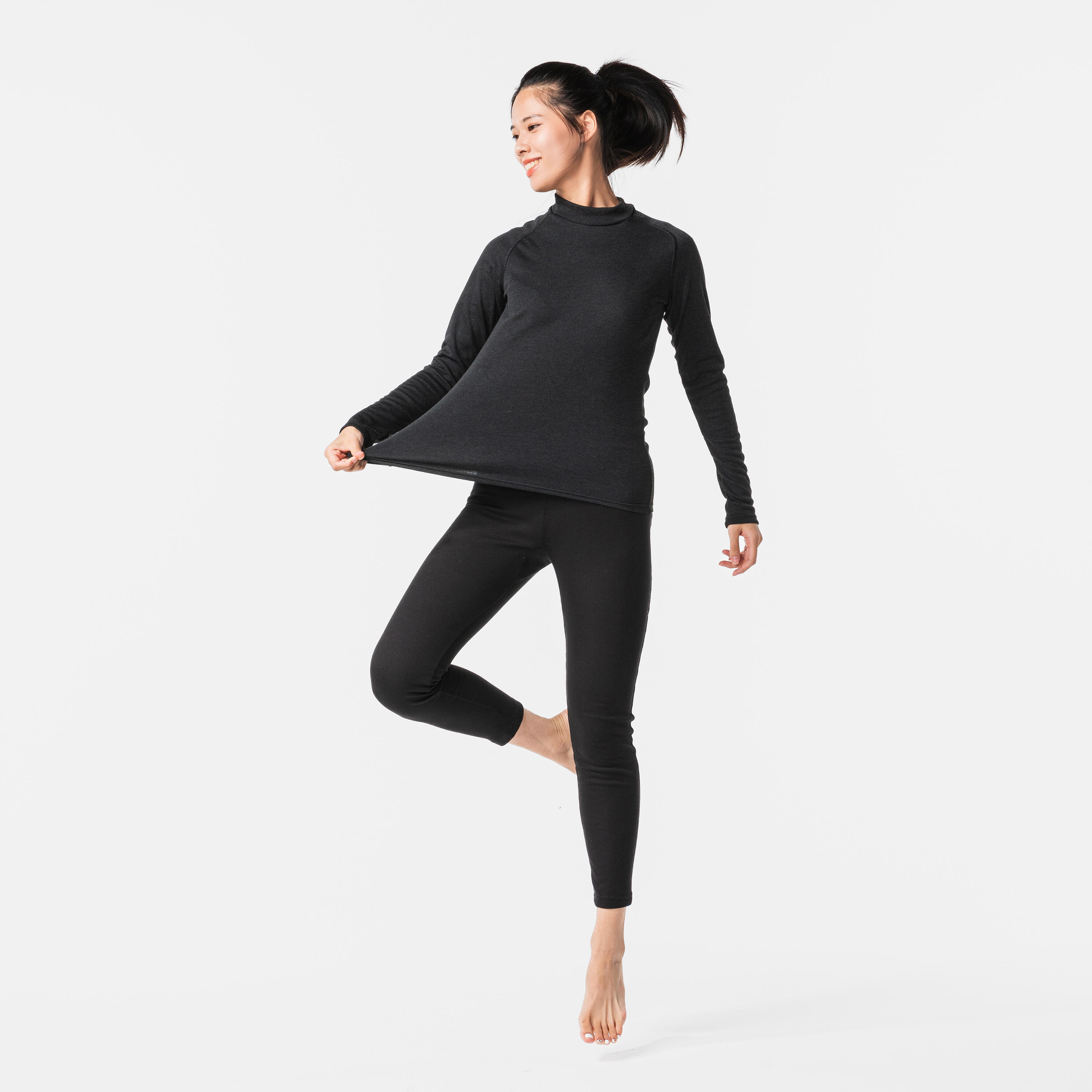 Women’s Base Layer Bottoms - BL 100 Black - WEDZE