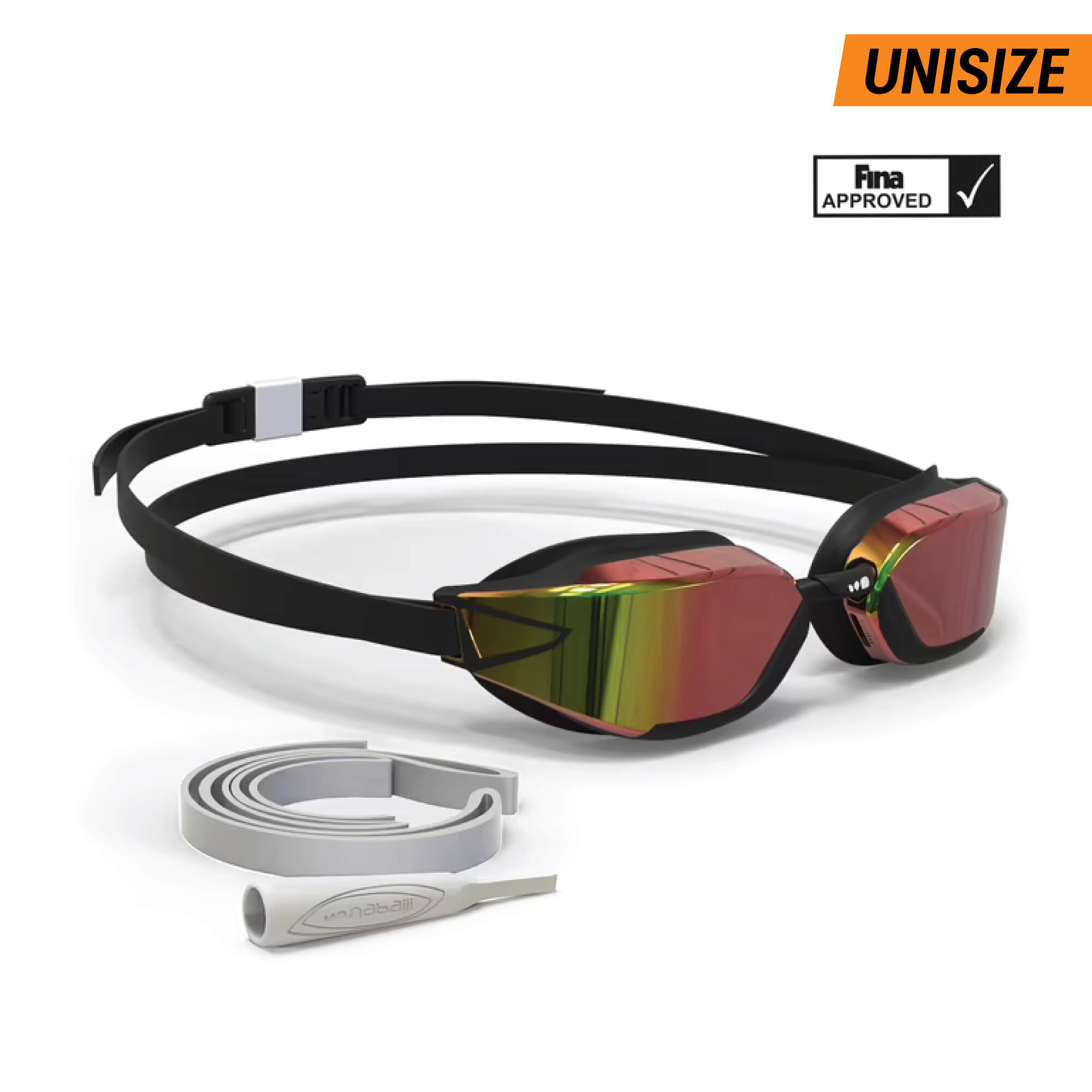 NABAIJI Swimming goggles One Size Fits All - Bfast black mirror orange fire