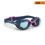 Swimming Goggles Size L Clear Lenses Xbase Print Blue Navy Pink Gold