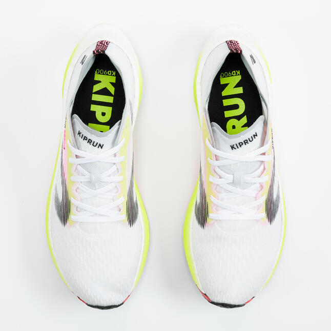 CHAUSSURES DE RUNNING AVEC PLAQUE CARBONE HOMME KIPRUN KD900X BLANCHE