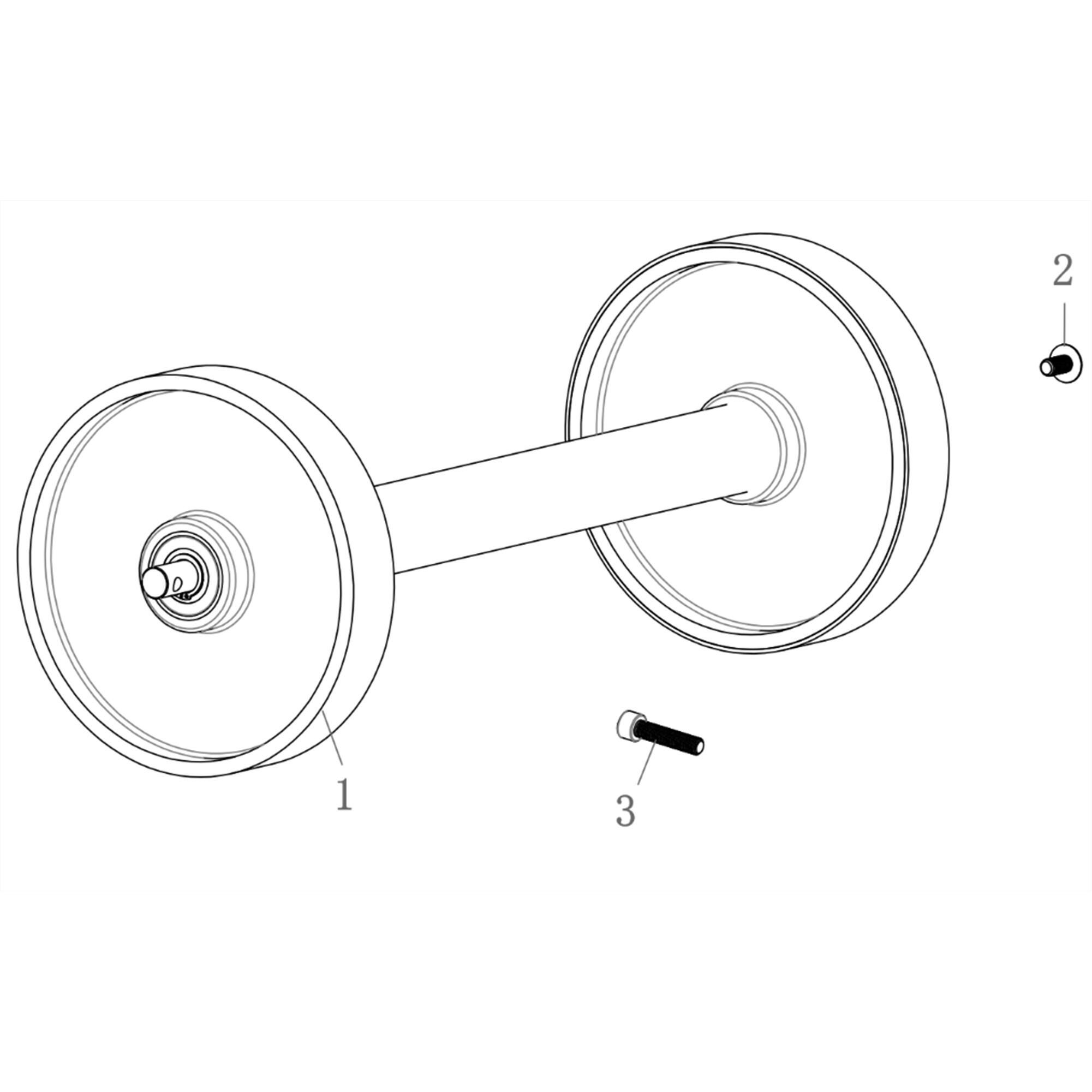 ROULEAU AVANT AVEC ROUE D'INERTIE 3/4