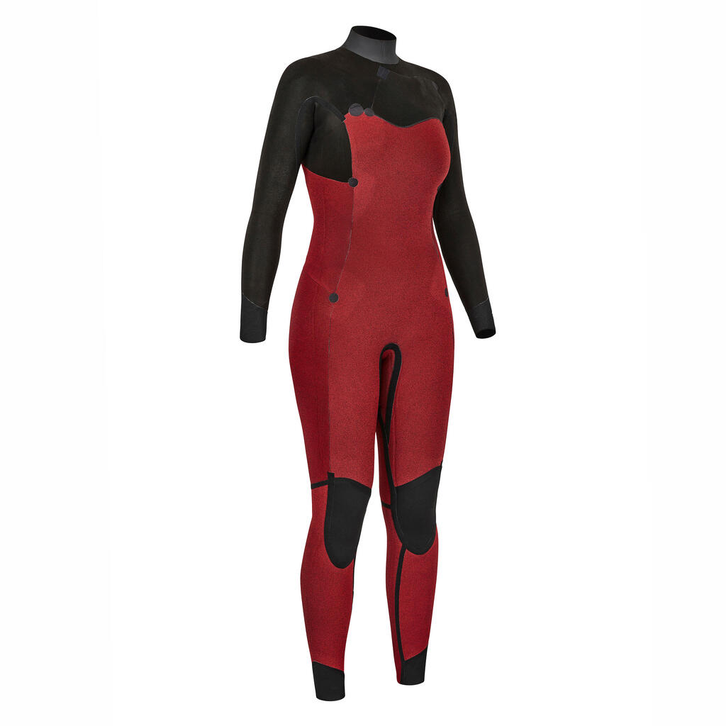 WOMEN'S NEOPRENE SURF WETSUIT 900 3/2 BLACK
CHEST ZIP CLOSURE