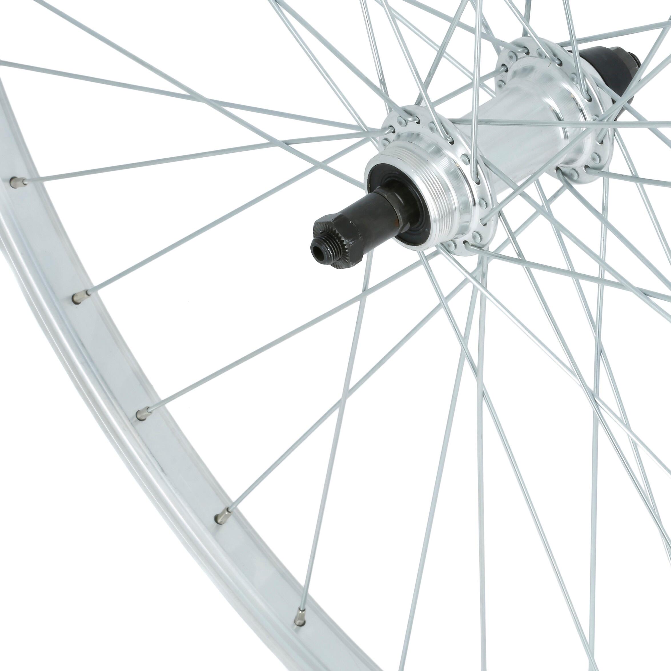 ACHTERWIEL HYB 28" / ENKELWANDIG / Freewheel / V-brake/ Schroef / Zilver 2/3