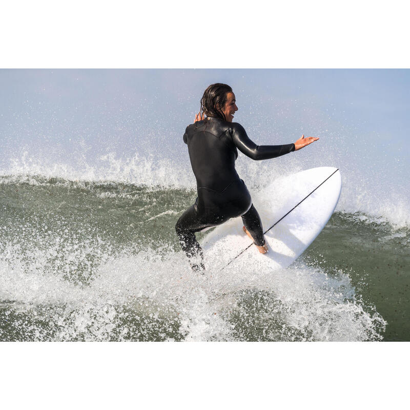 Dameswetsuit voor surfen 900 rits vooraan 3/2 mm neopreen zwart
