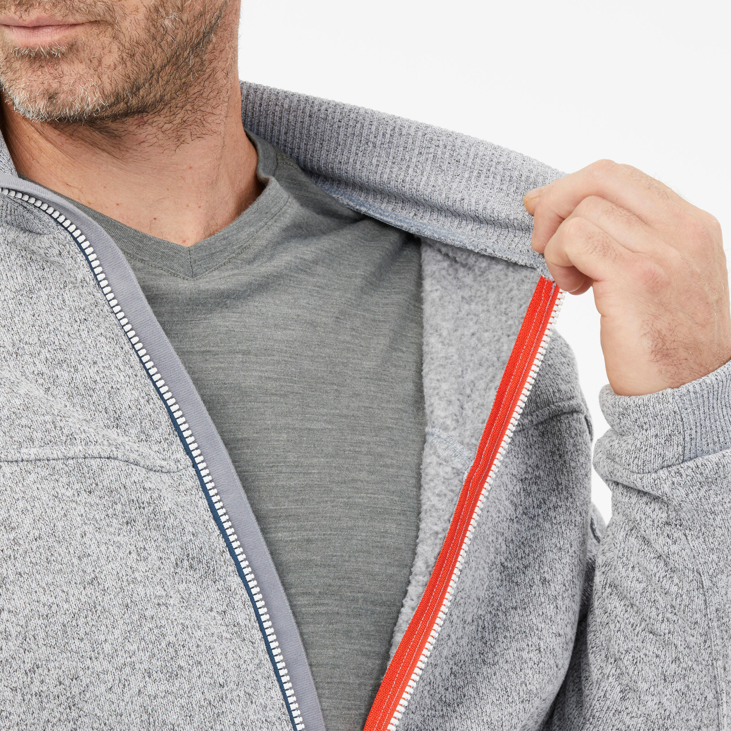 Men’s warm hiking fleece jacket NH100 - Grey 7/9