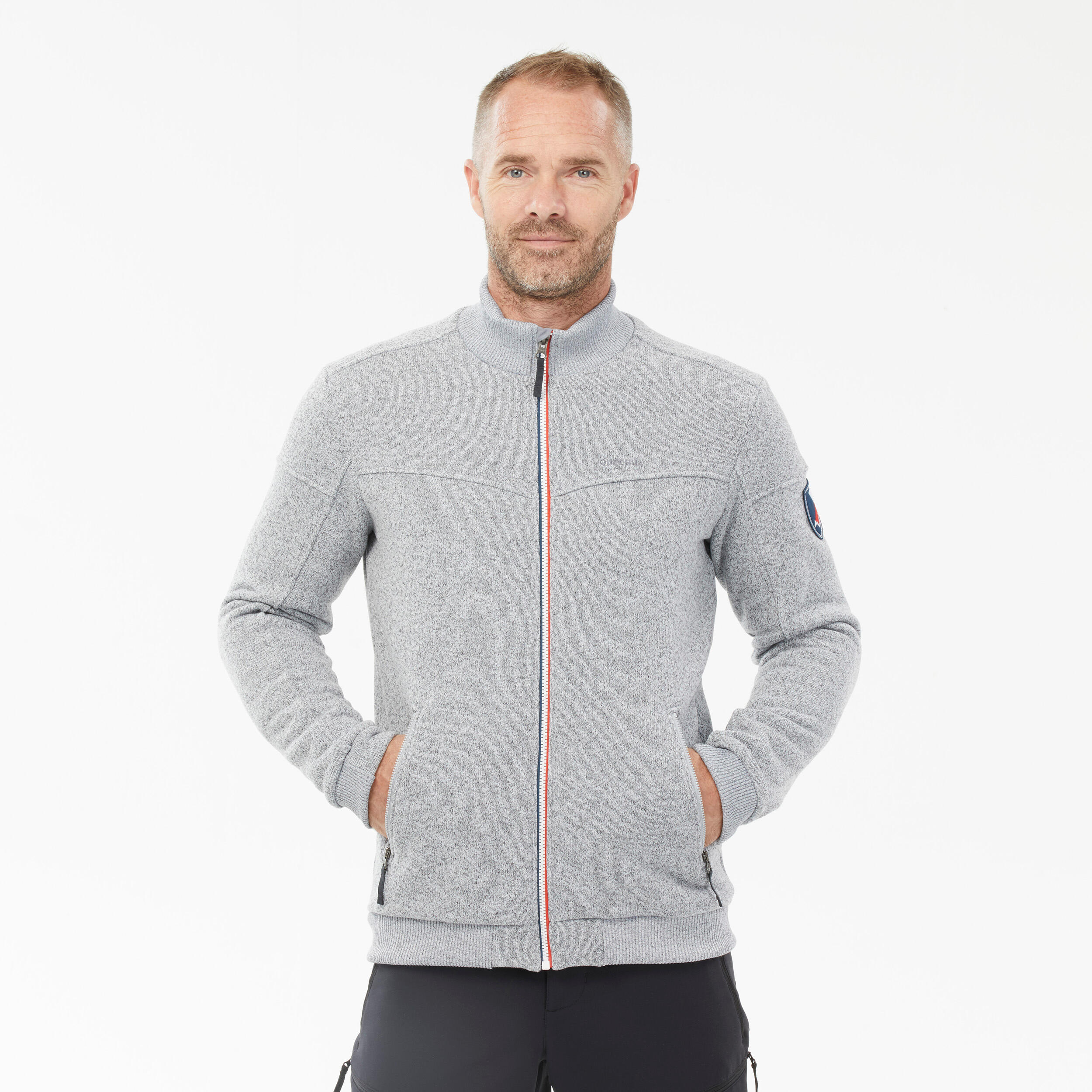 Men’s warm hiking fleece jacket NH100 - Grey 3/9