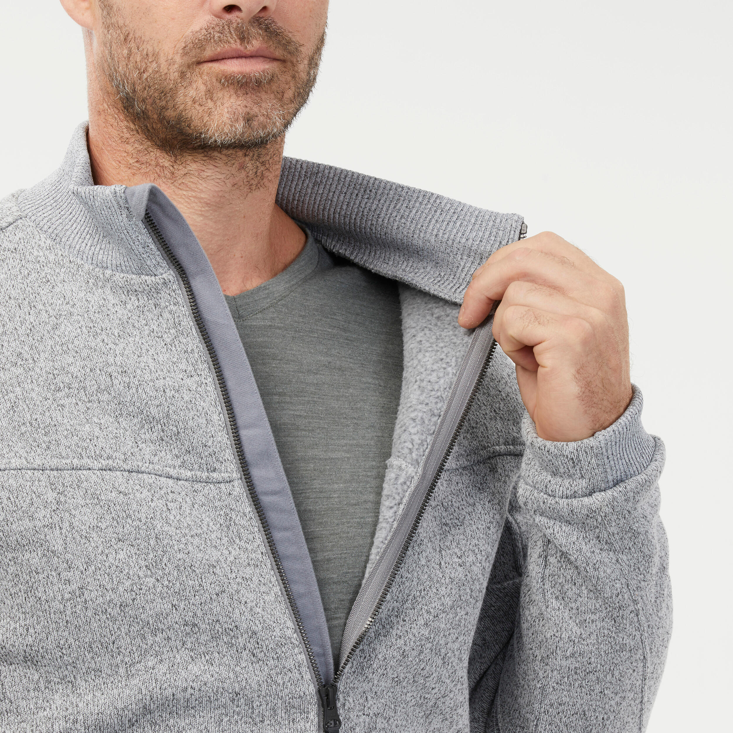 Polaire chaude de randonnée homme, NH100 gris 4/8