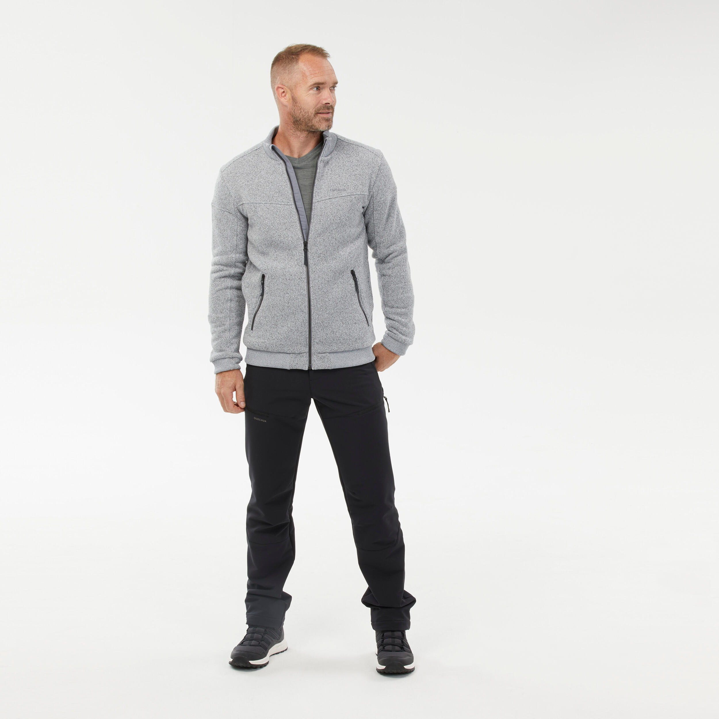 Men's Warm Hiking Fleece NH100 - Grey