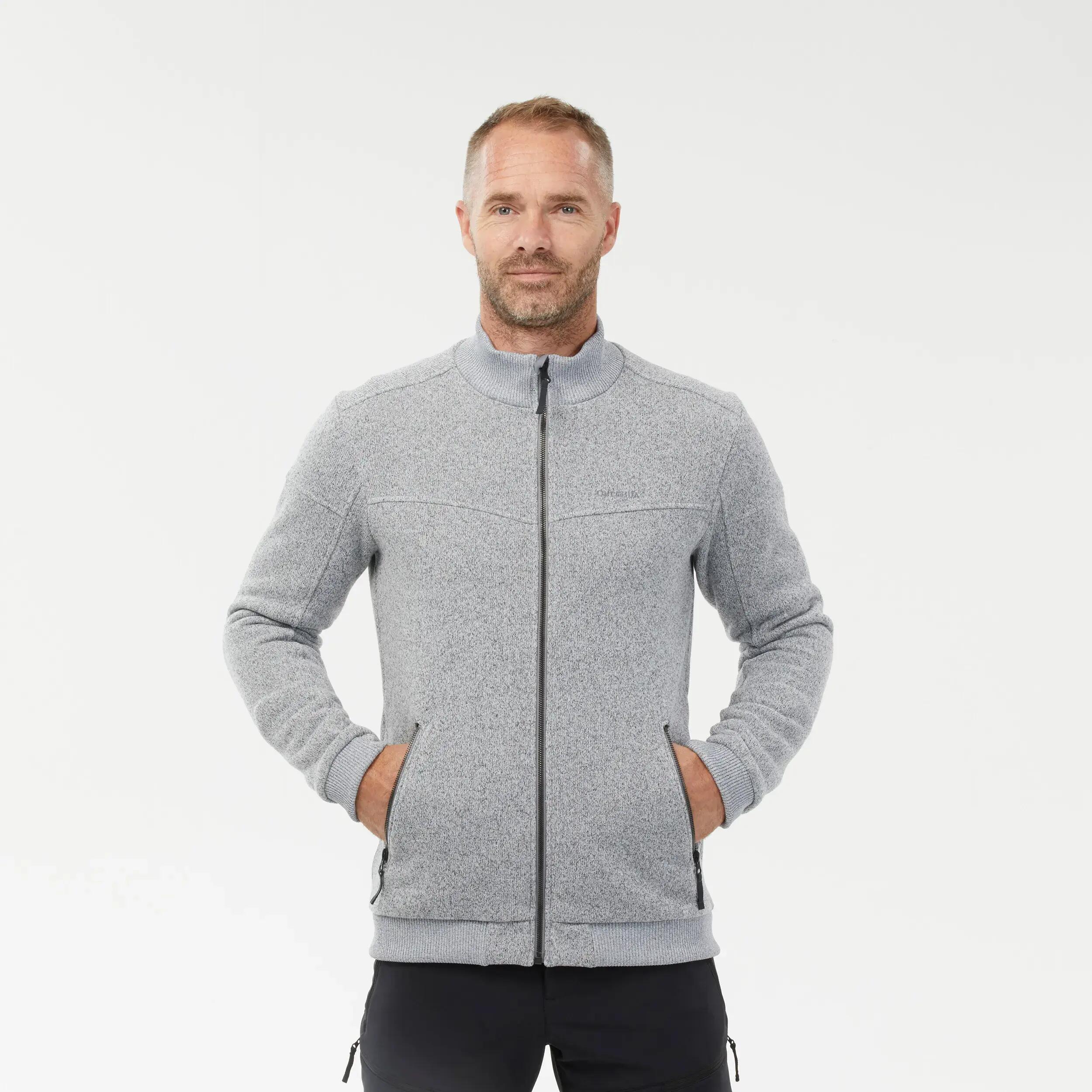 Men Hiking & Trekking NH100 Fleece Jumper Grey -  1