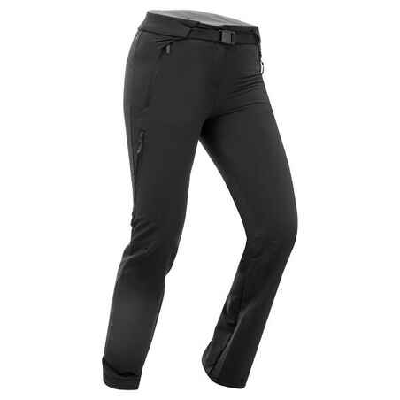 Črne ženske pohodniške vodoodbojne hlače SH500 MOUNTAIN 
