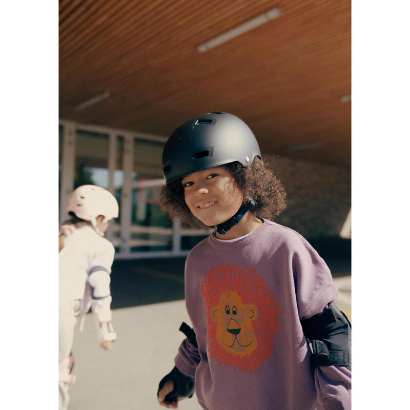 Casque roller skateboard trottinette MF500 noir bleu