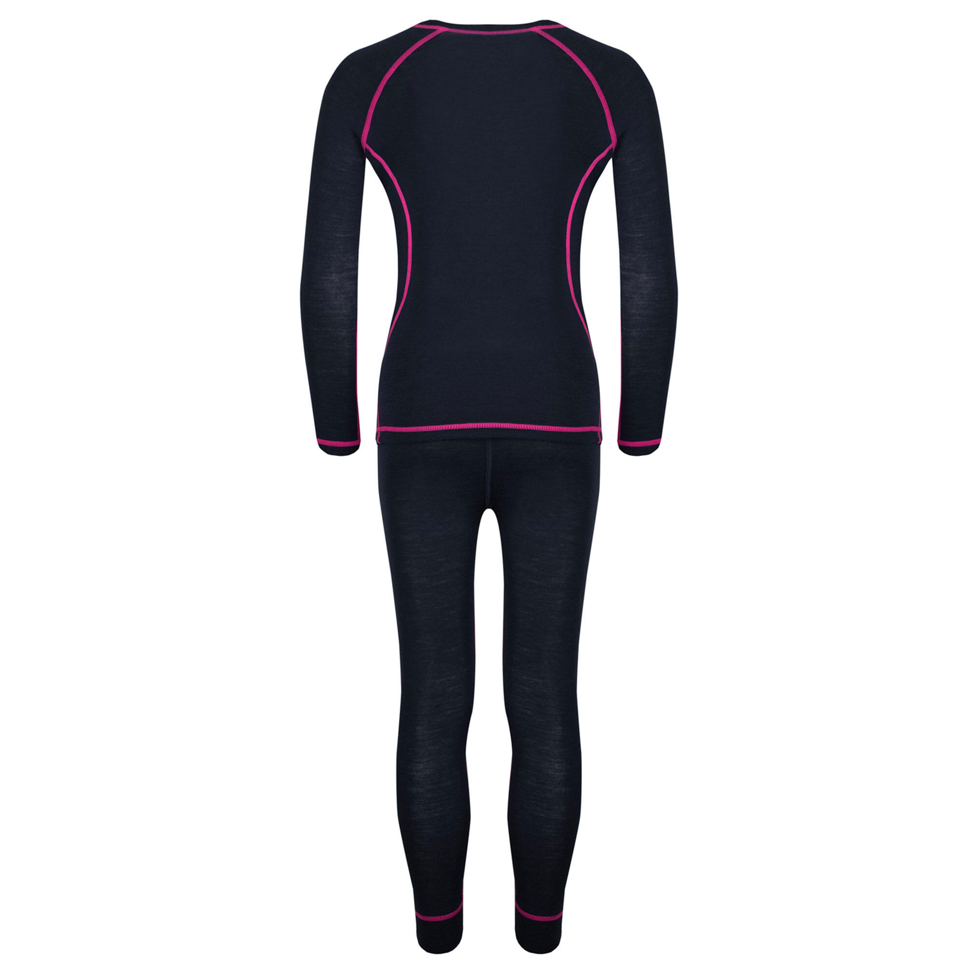 Completo lana maglia maniche lunghe e calzamaglia bambina azzurro/rosa 2/4