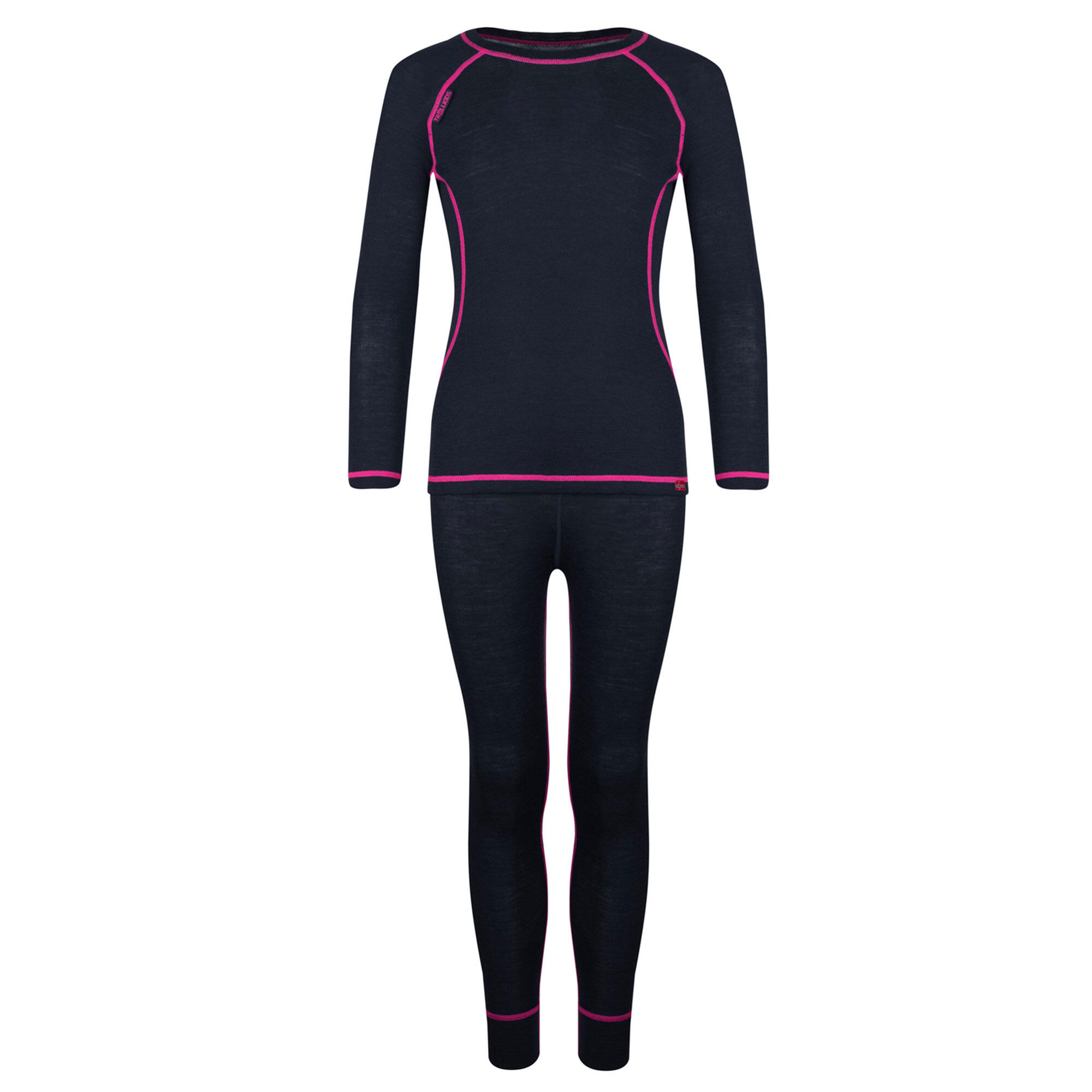 Completo lana maglia maniche lunghe e calzamaglia bambina azzurro/rosa 1/4