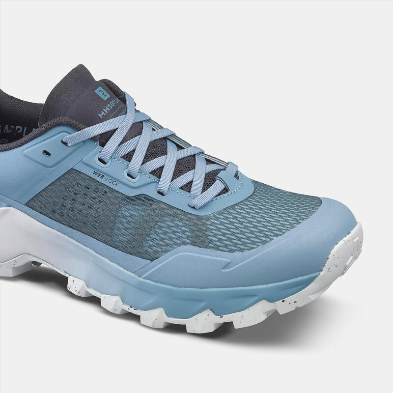 Women's Hiking Shoes - MH500 LIGHT - Light Grey - Blue