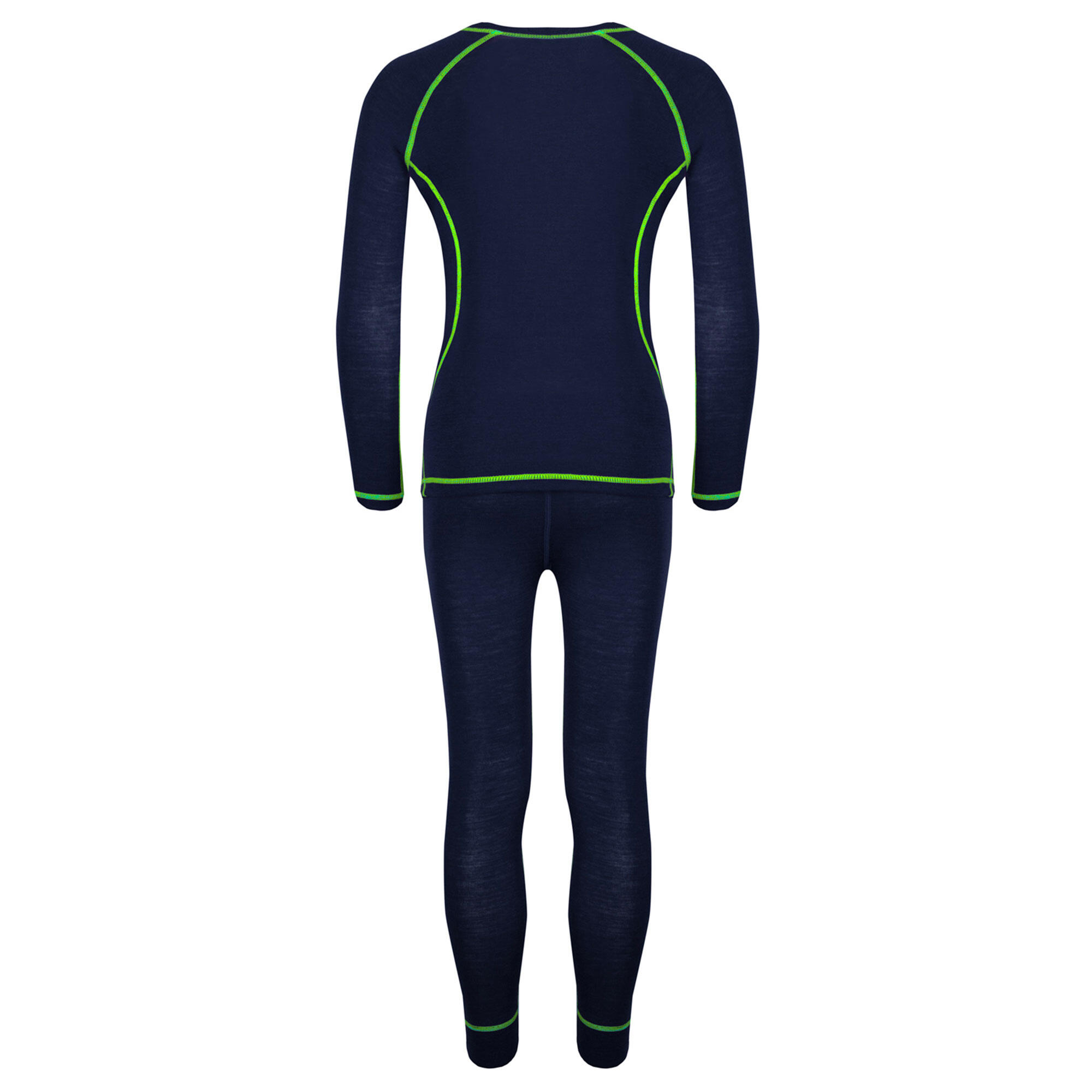 Completo lana maglia maniche lunghe e calzamaglia bambino azzurro/verde 2/4