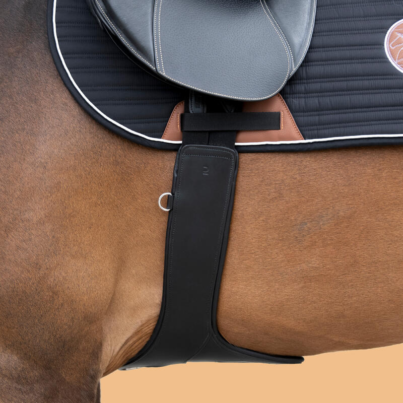 Singel met buikbescherming voor paarden en pony's 900 zwart