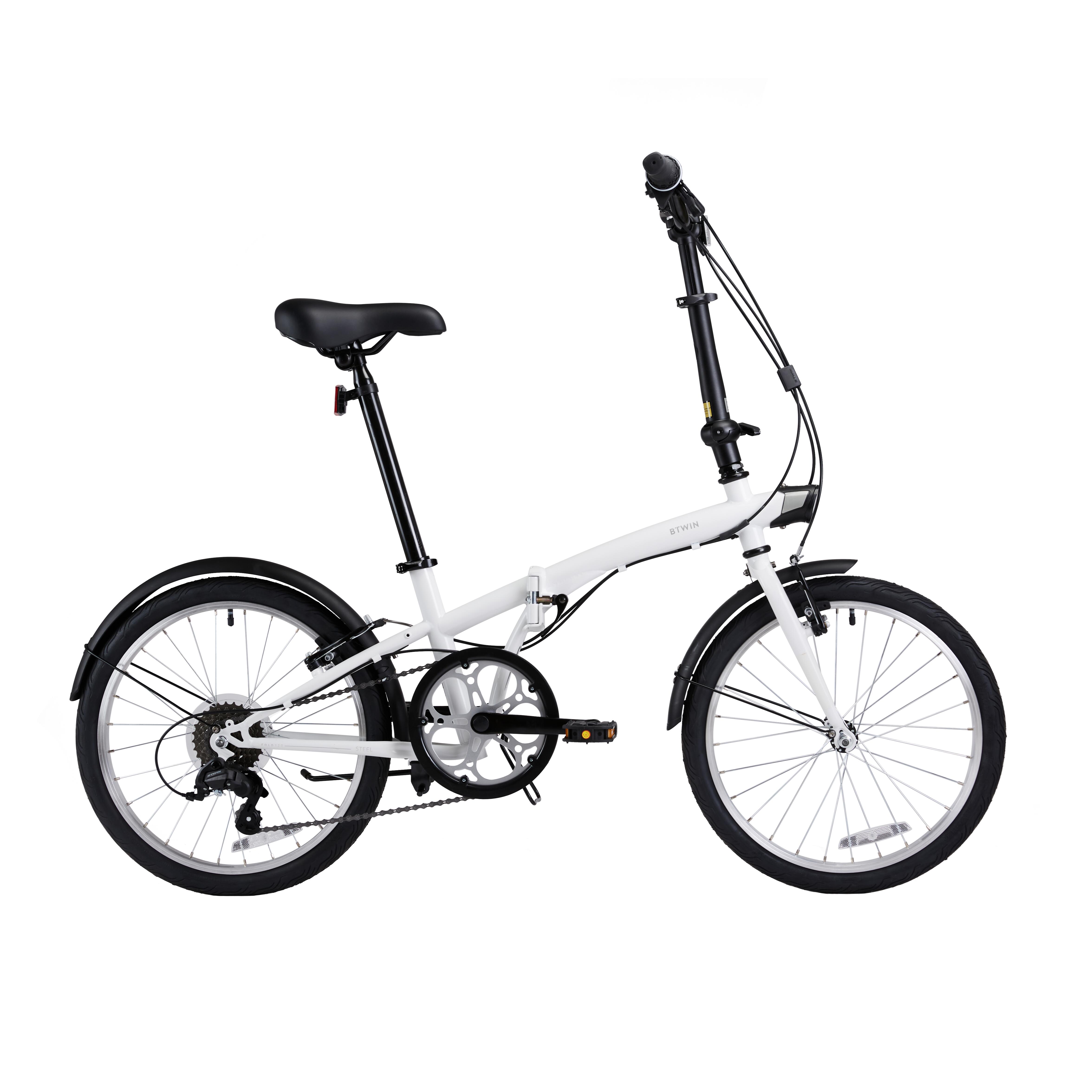 Folding bike 120 ADJ WHITE CN OXYLANE Decathlon