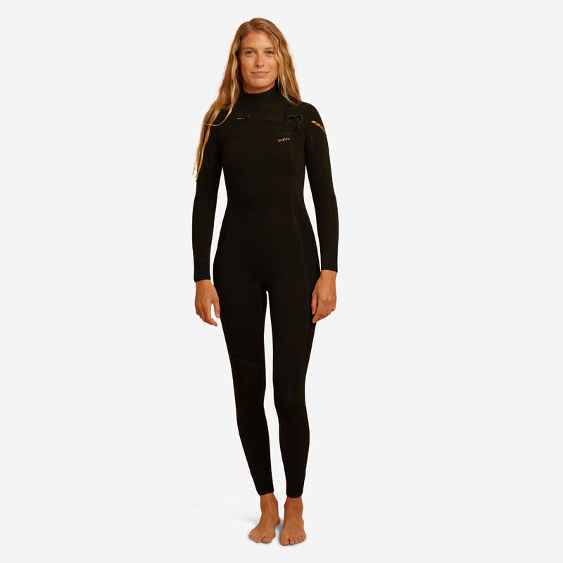 Combinaison SURF femme Néoprène 4/3mm 900 zip poitrine Noir