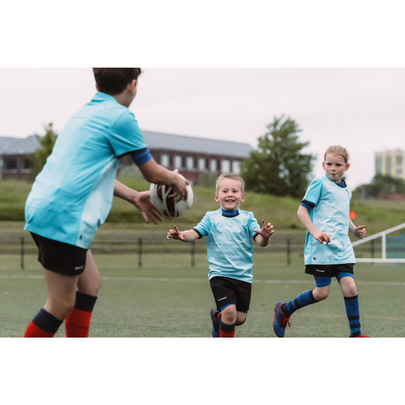 Camiseta manga corta rugby Niños - R100 azul turquesa