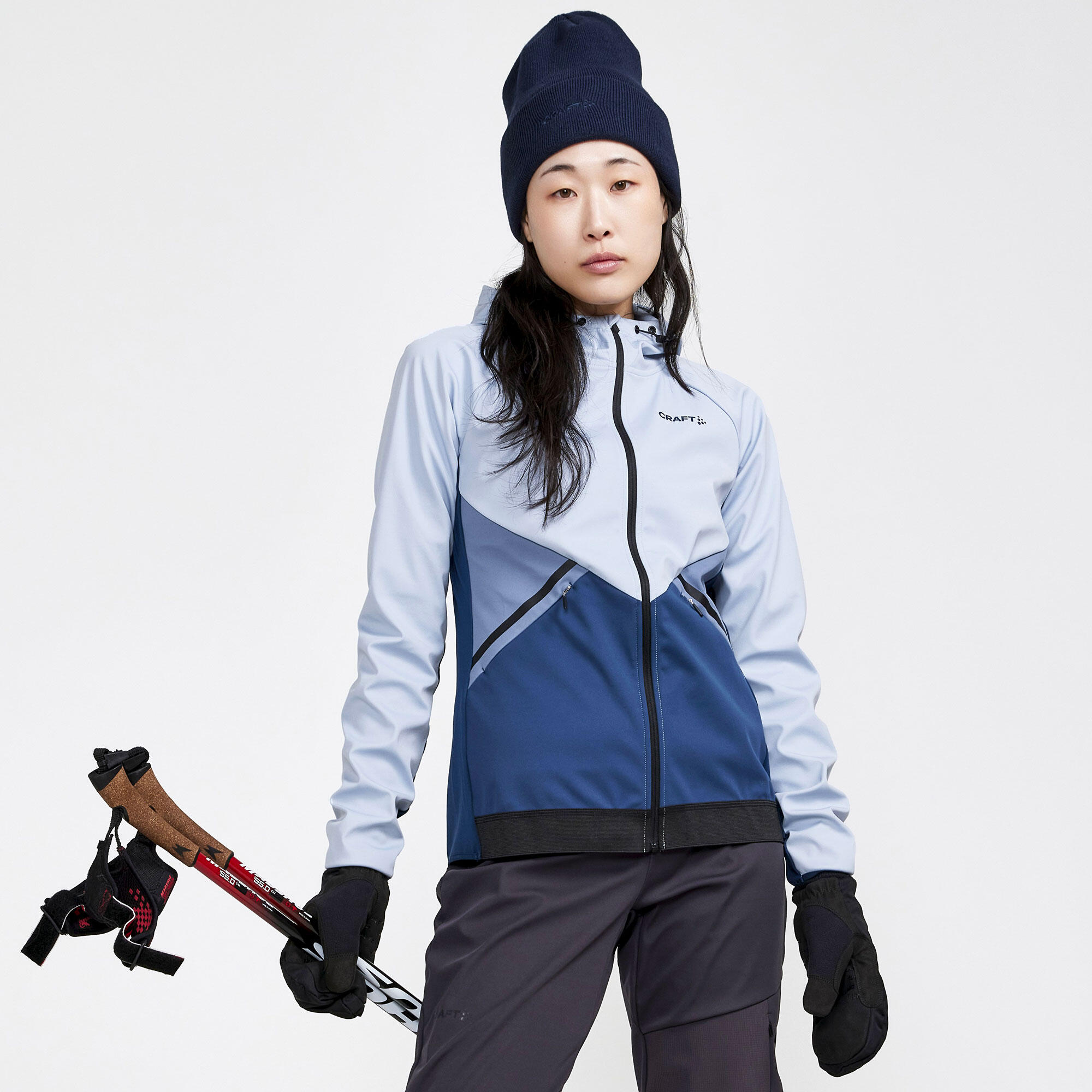 ADULT CROSS-COUNTRY SKI JACKET - CORE GLIDE HOOD CRAFT WOMEN BLUE