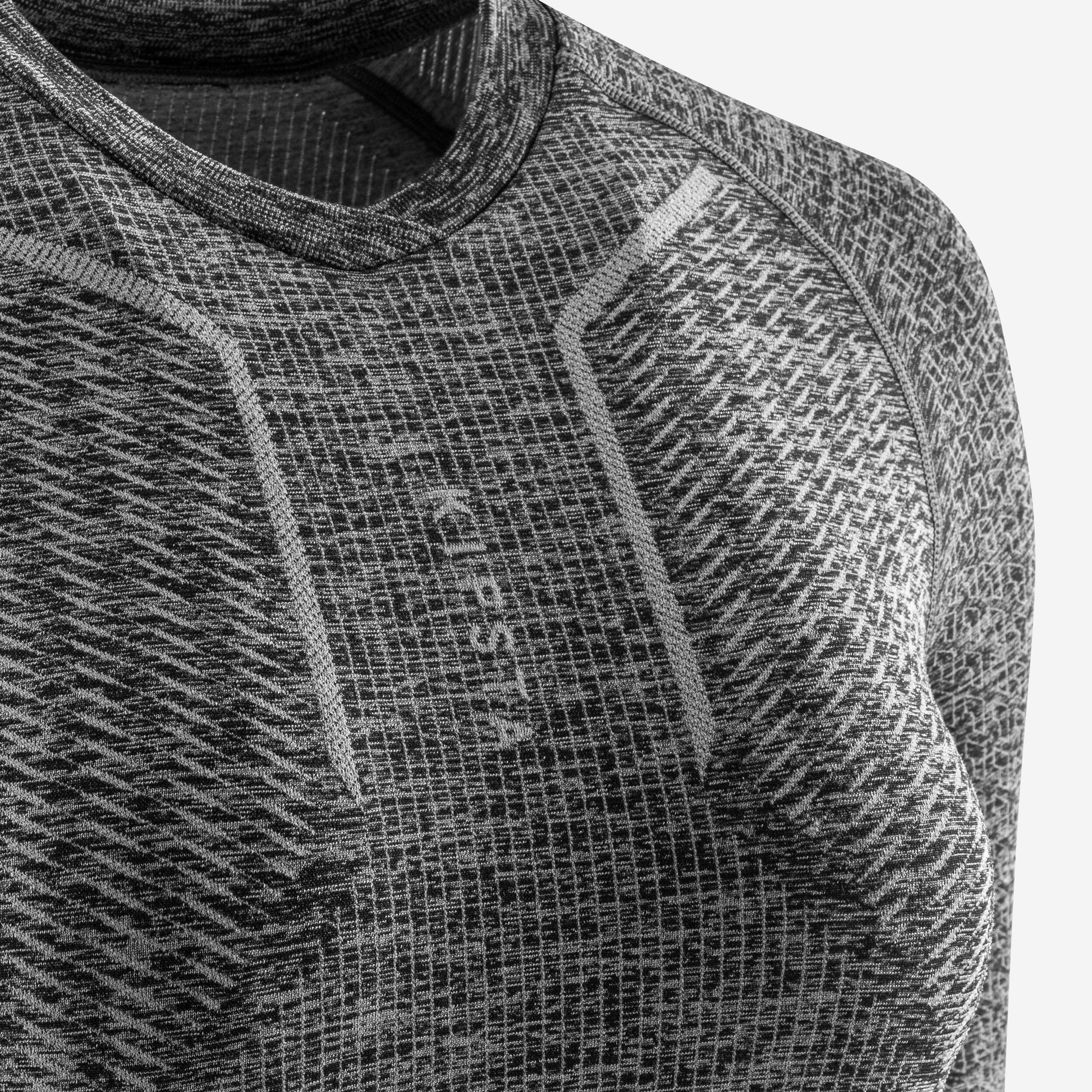 Adult Long-Sleeved Thermal Base Layer Top Keepdry 500 - Mottled Grey 8/10