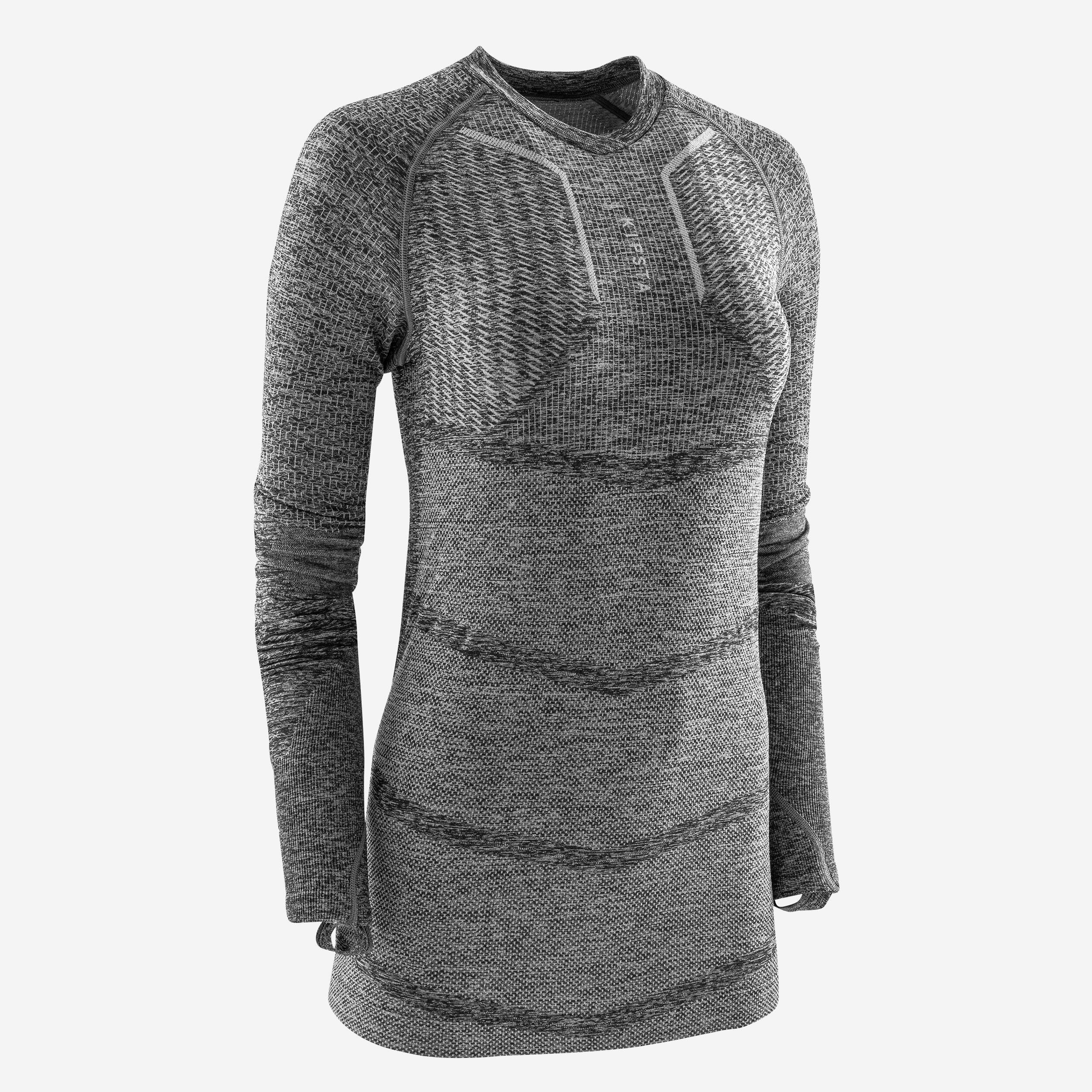 Adult Long-Sleeved Thermal Base Layer Top Keepdry 500 - Mottled Grey 2/10